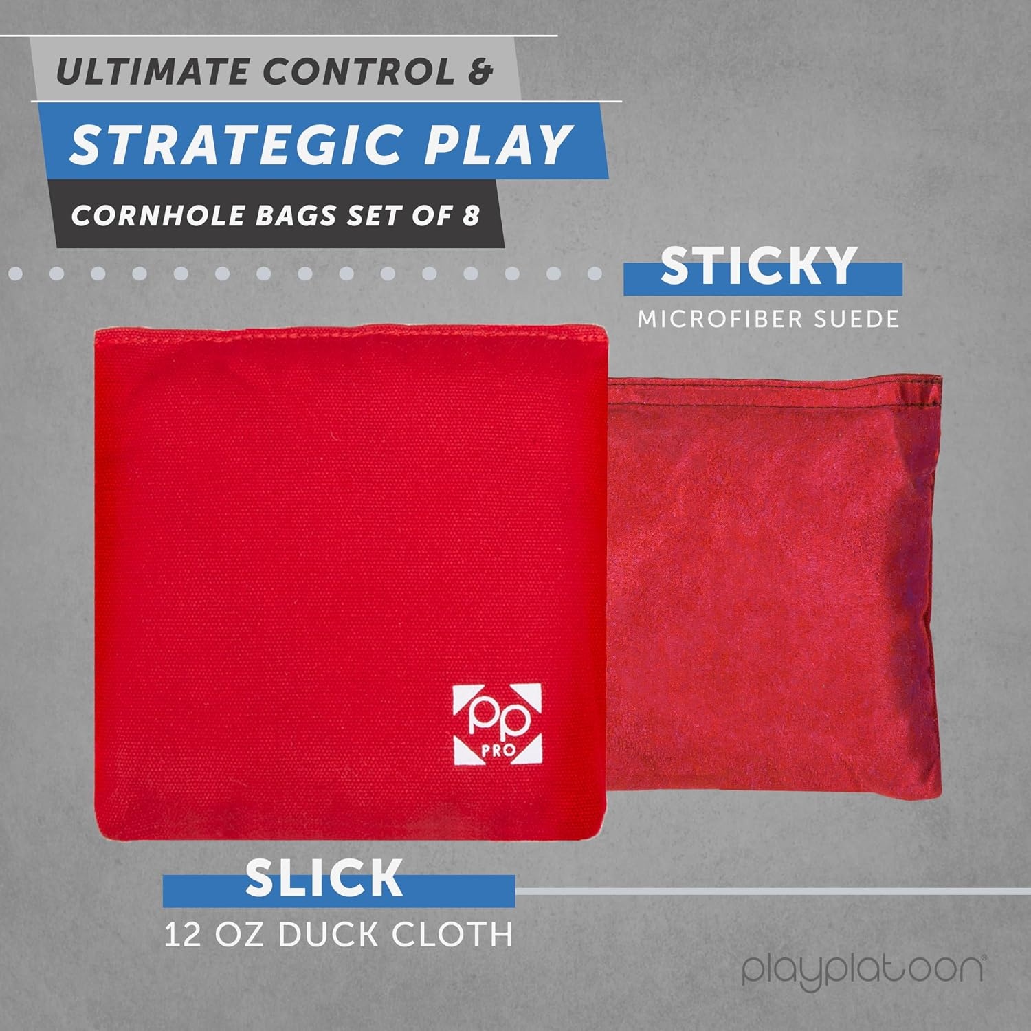 Professional Cornhole Bags – Set of 8 Regulation All Weather Double Sided – Sticky Side/Slick Side Bean Bags for Pro Corn Hole Game(Black & Red) - view 2