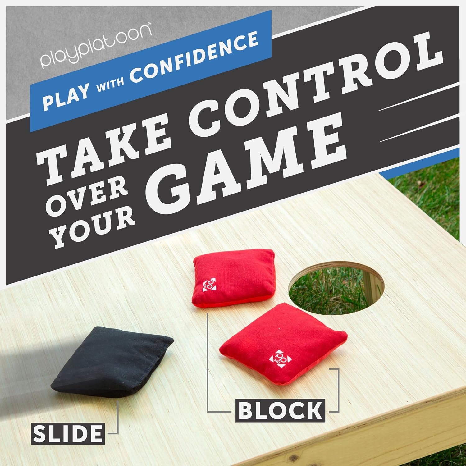 Professional Cornhole Bags – Set of 8 Regulation All Weather Double Sided – Sticky Side/Slick Side Bean Bags for Pro Corn Hole Game(Black & Red) - view 6