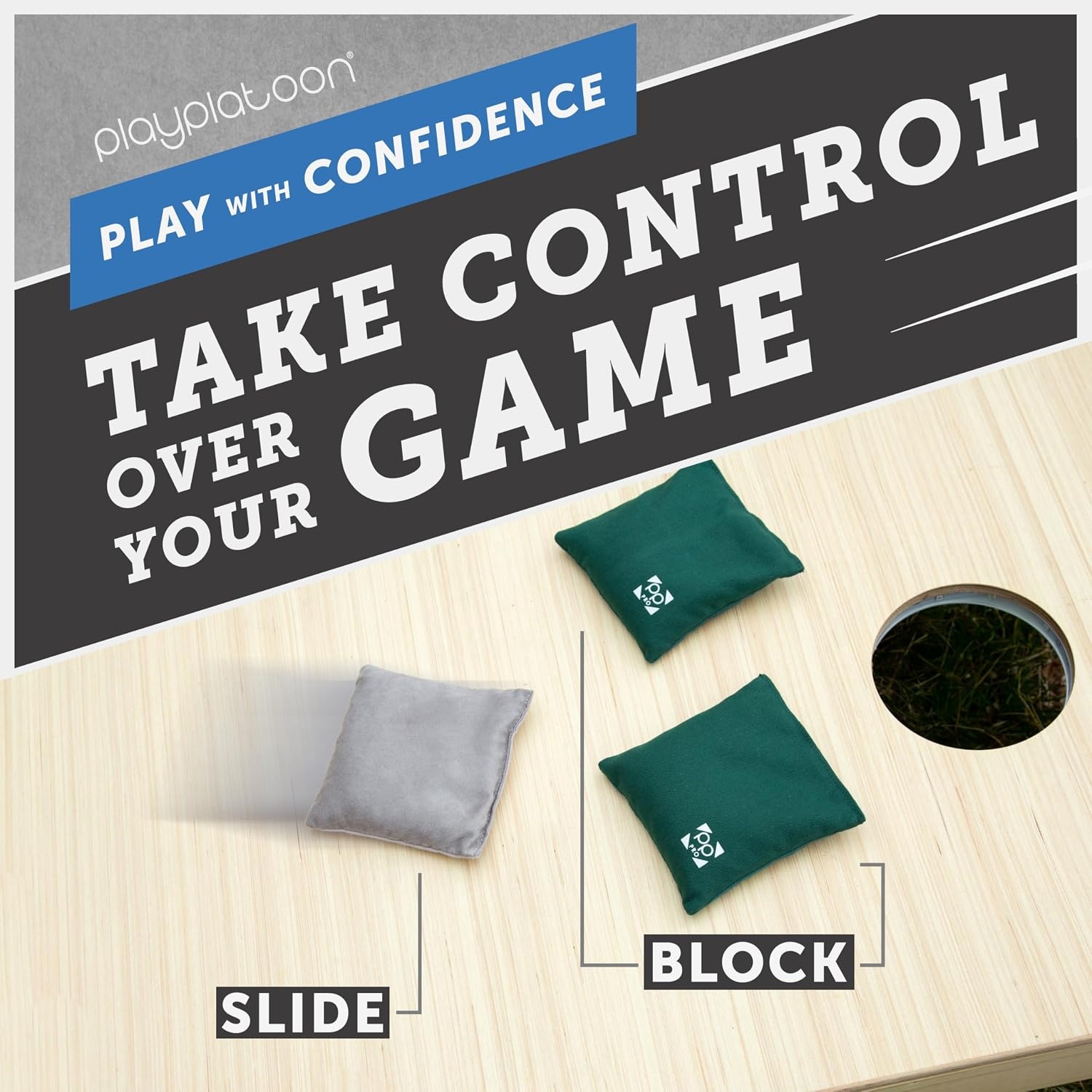 Professional Cornhole Bags – Set of 8 Regulation All Weather Double Sided – Sticky Side/Slick Side Bean Bags for Pro Corn Hole Game(Hunter Green & Gray) - view 5