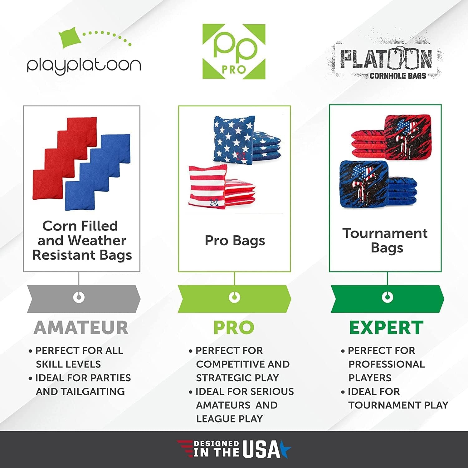 Professional Cornhole Bags – Set of 8 Regulation All Weather Double Sided – Sticky Side/Slick Side Bean Bags for Pro Corn Hole Game(Betsy Ross Vintage American Flag) - view 6