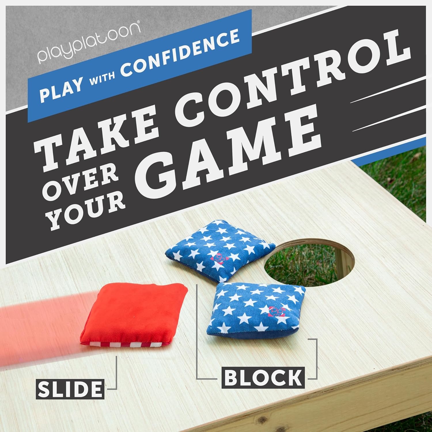 Professional Cornhole Bags – Set of 8 Regulation All Weather Double Sided – Sticky Side/Slick Side Bean Bags for Pro Corn Hole Game(Stars & Stripes) - view 6