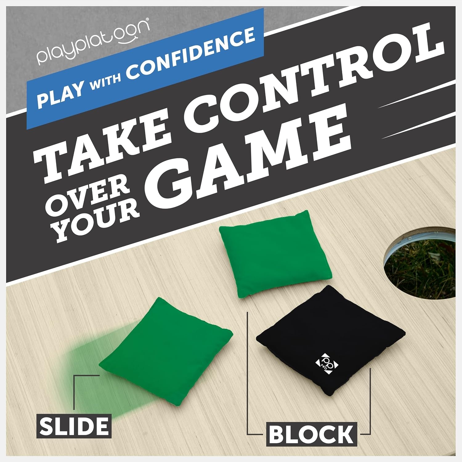 Professional Cornhole Bags – Set of 8 Regulation All Weather Double Sided – Sticky Side/Slick Side Bean Bags for Pro Corn Hole Game(Kelly Green & Black) - view 6