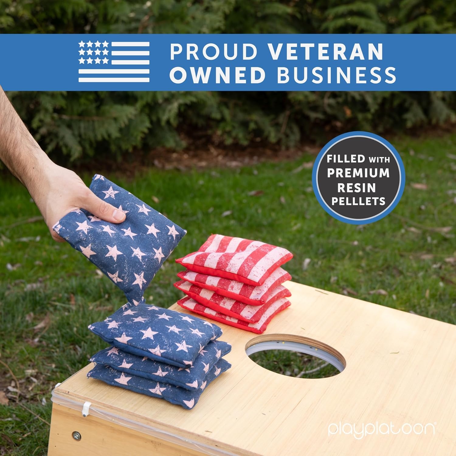 Professional Cornhole Bags – Set of 8 Regulation All Weather Double Sided – Sticky Side/Slick Side Bean Bags for Pro Corn Hole Game(Weathered Stars & Stripes) - view 5