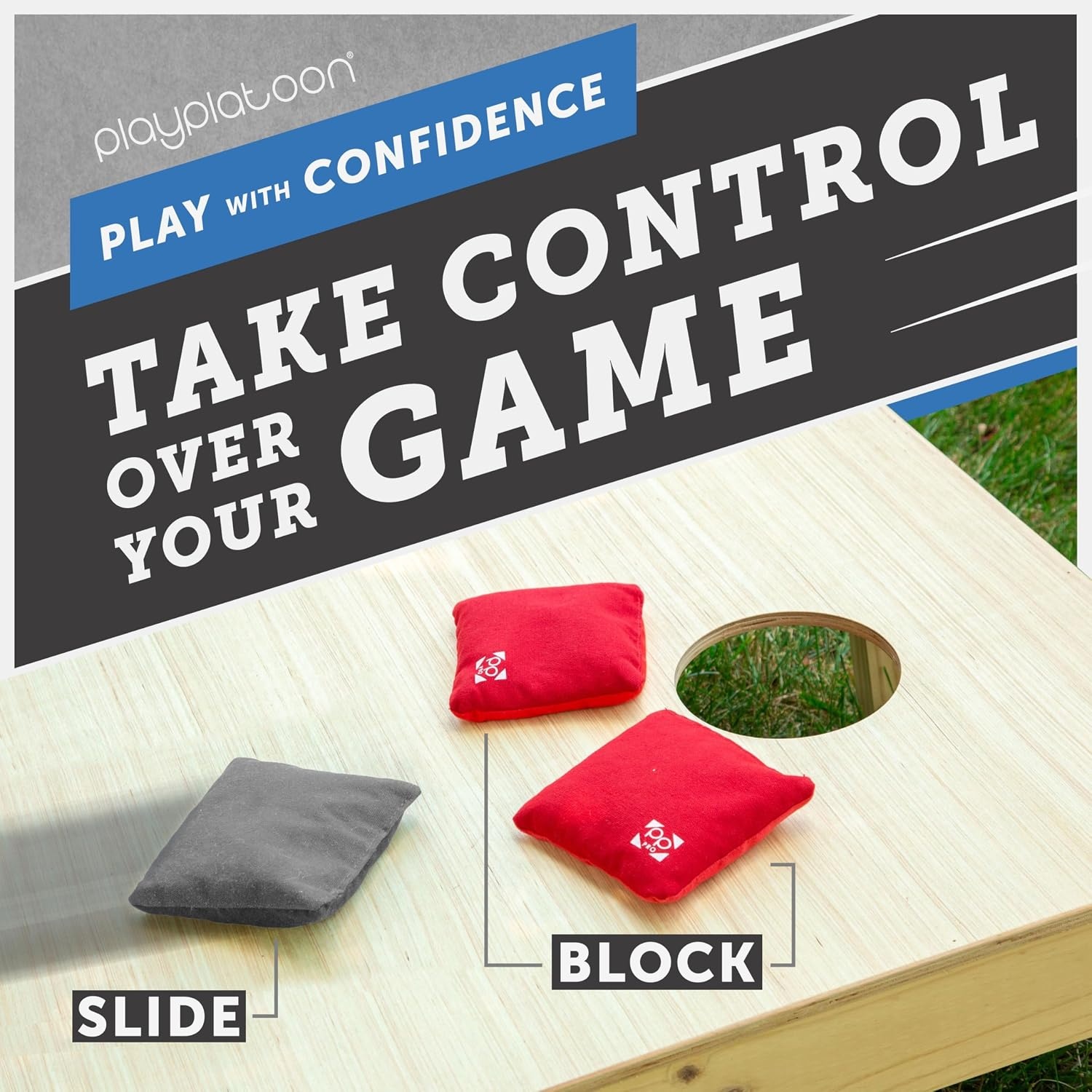 Professional Cornhole Bags – Set of 8 Regulation All Weather Double Sided – Sticky Side/Slick Side Bean Bags for Pro Corn Hole Game(Red & Gray) - view 6