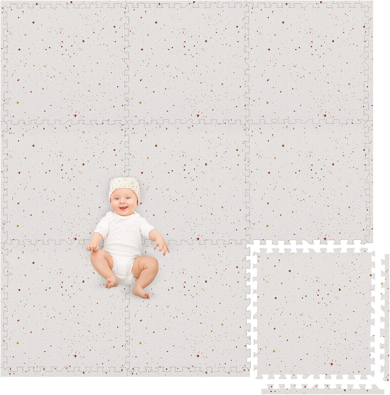 Play Platoon Non-Toxic Extra-Thick Children’s Play Mat, 9 Tiles – 72 x 72 inch Comfortable Cushiony Foam Floor Puzzle Mat for Kids & Toddlers with 24 x 24 inch Tiles – Black/White(Speckled Multi) - view 6