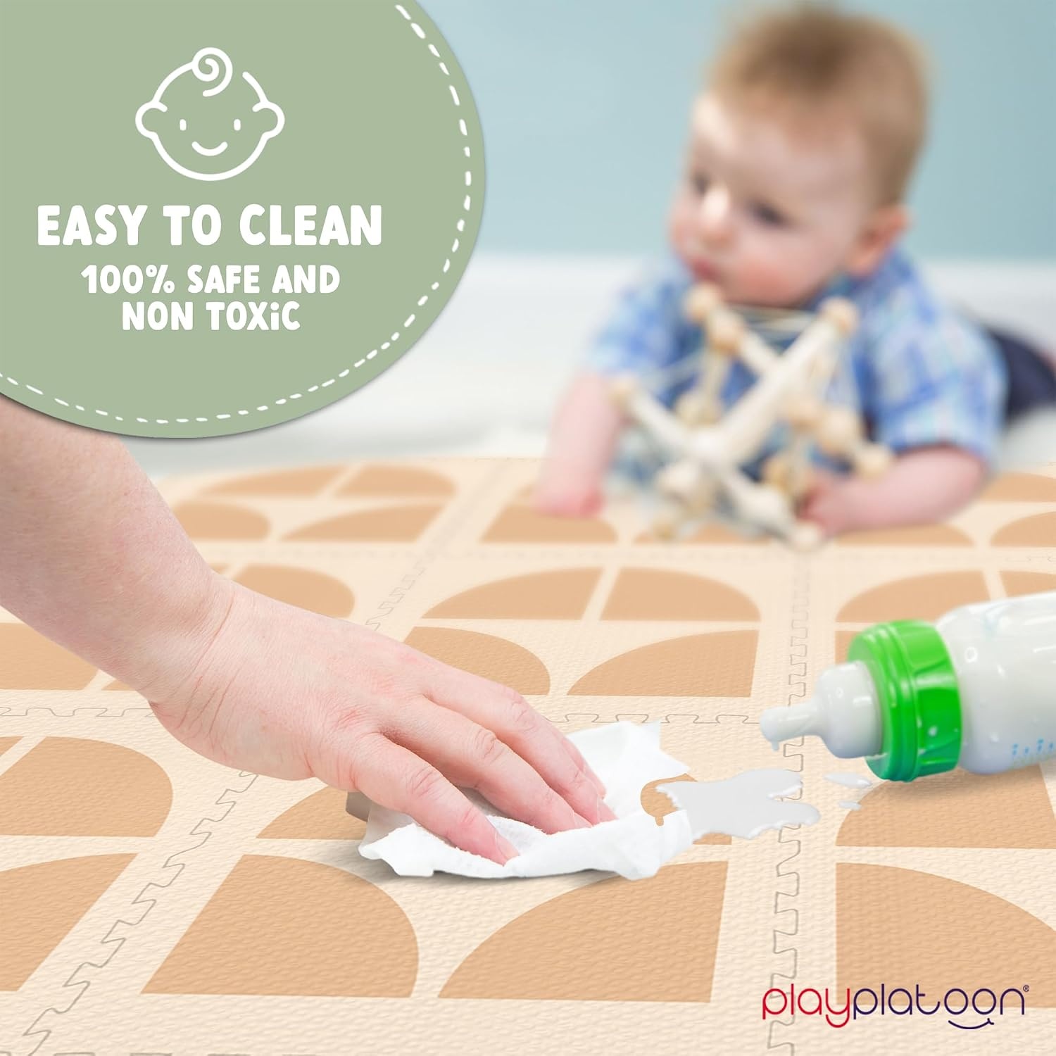 Play Platoon Non-Toxic Extra-Thick Children’s Play Mat, 9 Tiles – 72 x 72 inch Comfortable Cushiony Foam Floor Puzzle Mat for Kids & Toddlers with 24 x 24 inch Tiles – Black/White(Sunrise) - view 2