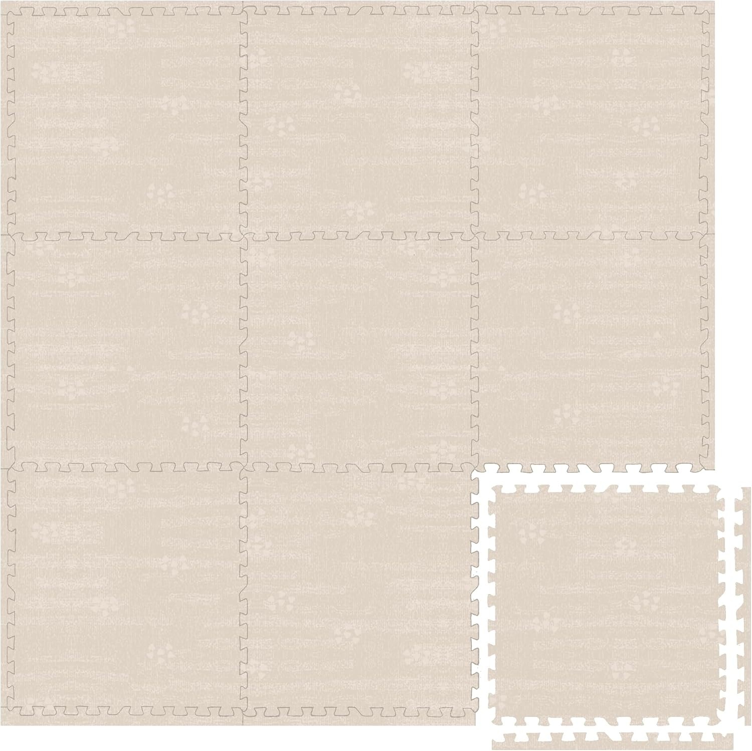 Play Platoon Large Baby Play Mat for Floor 9 Tile 72 x 72 in – Extra-Thick Interlocking Foam Tiles 24 x 24 in – Soft Puzzle Mats for Playroom – Neutral Playmat Rug for Kids – Triangle(Brushed Cotton) - view 7