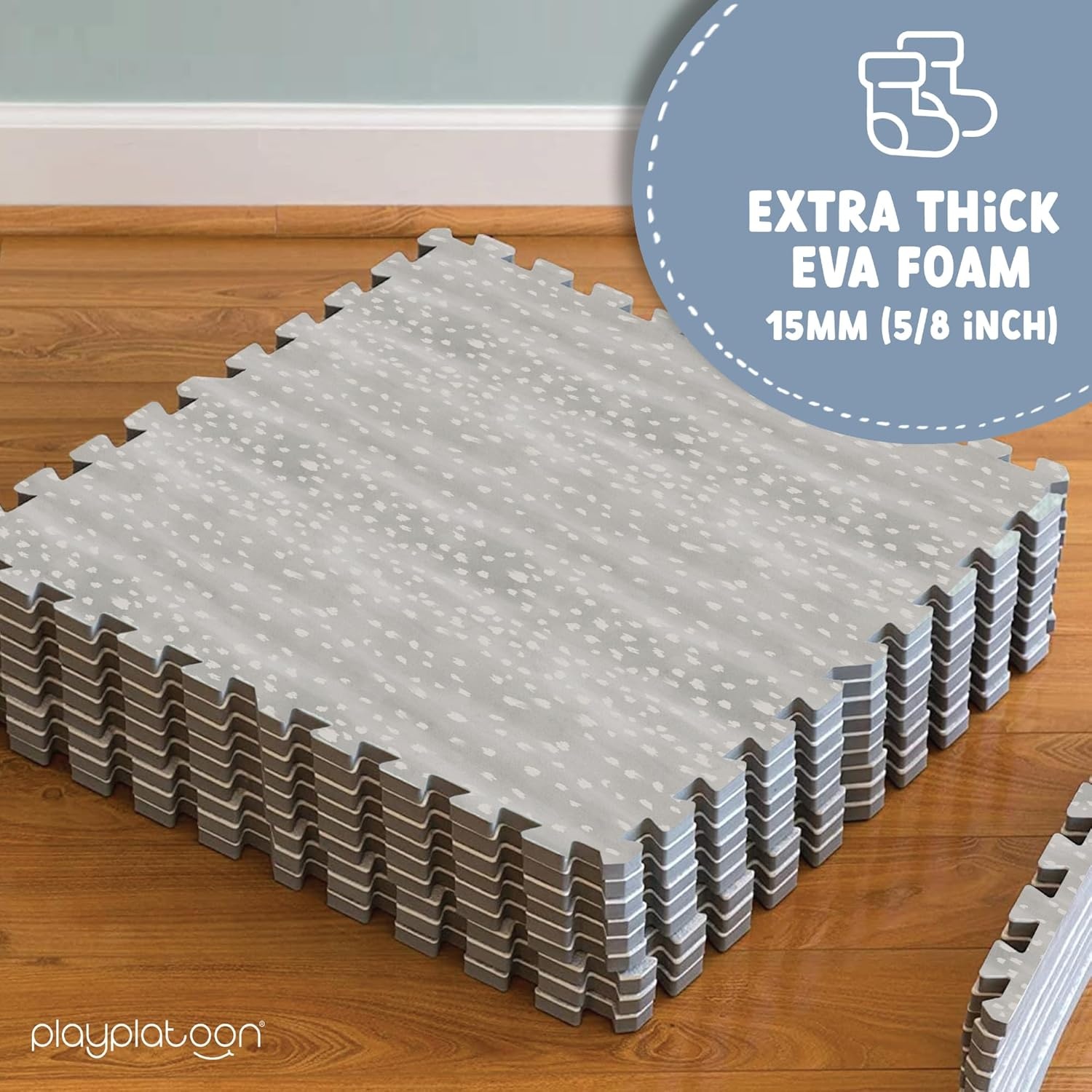 Play Platoon Large Baby Play Mat for Floor 9 Tile 72 x 72 in – Extra-Thick Interlocking Foam Tiles 24 x 24 in – Soft Puzzle Mats for Playroom – Neutral Playmat Rug for Kids – Triangle(Beige) - view 3