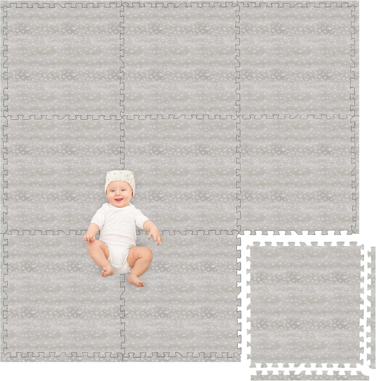 Play Platoon Large Baby Play Mat for Floor 9 Tile 72 x 72 in – Extra-Thick Interlocking Foam Tiles 24 x 24 in – Soft Puzzle Mats for Playroom – Neutral Playmat Rug for Kids – Triangle(Beige) - view 6