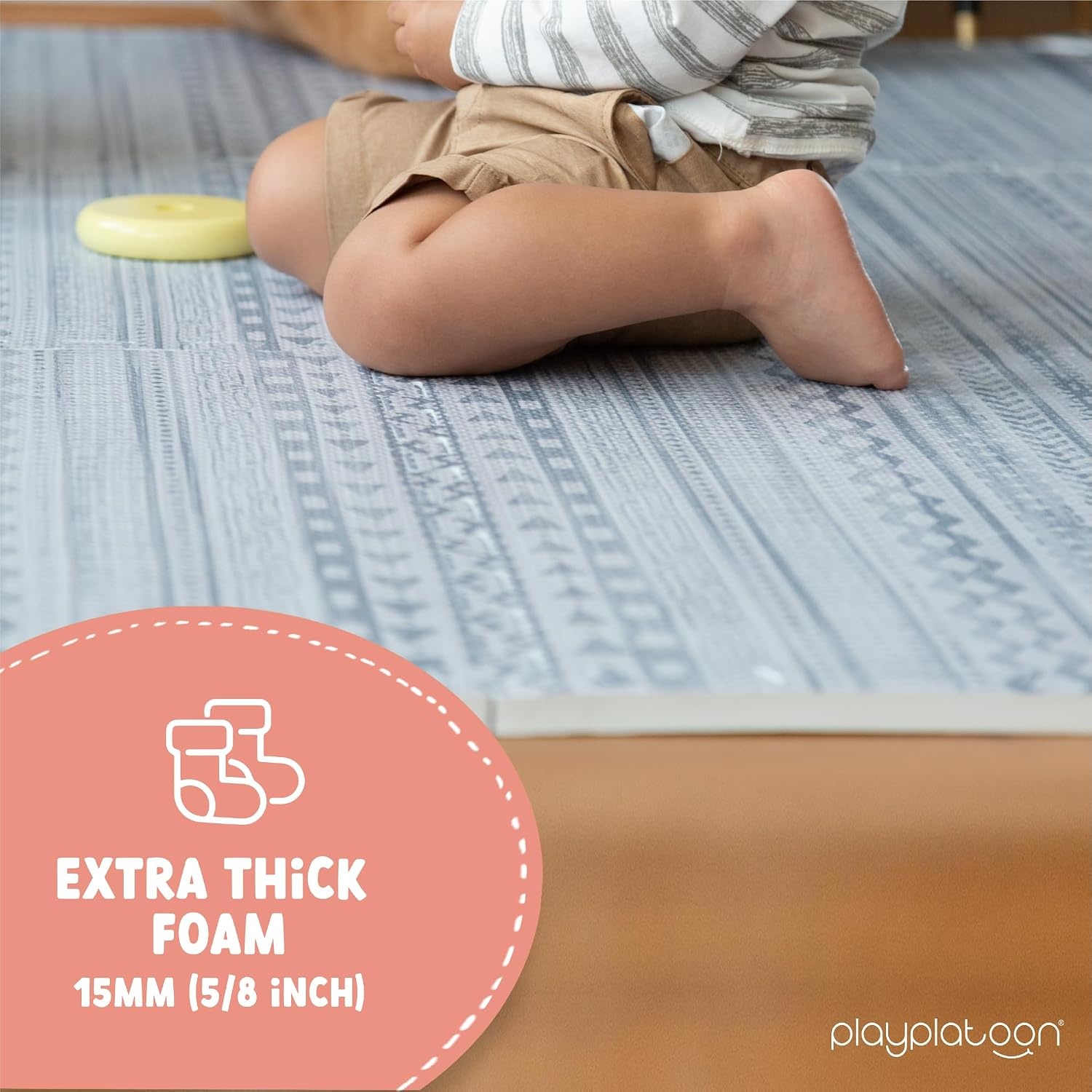 Play Platoon Non-Toxic Extra-Thick Children’s Play Mat, 9 Tiles – 72 x 72 inch Comfortable Cushiony Foam Floor Puzzle Mat for Kids & Toddlers with 24 x 24 inch Tiles – Black/White(Acadia) - view 3