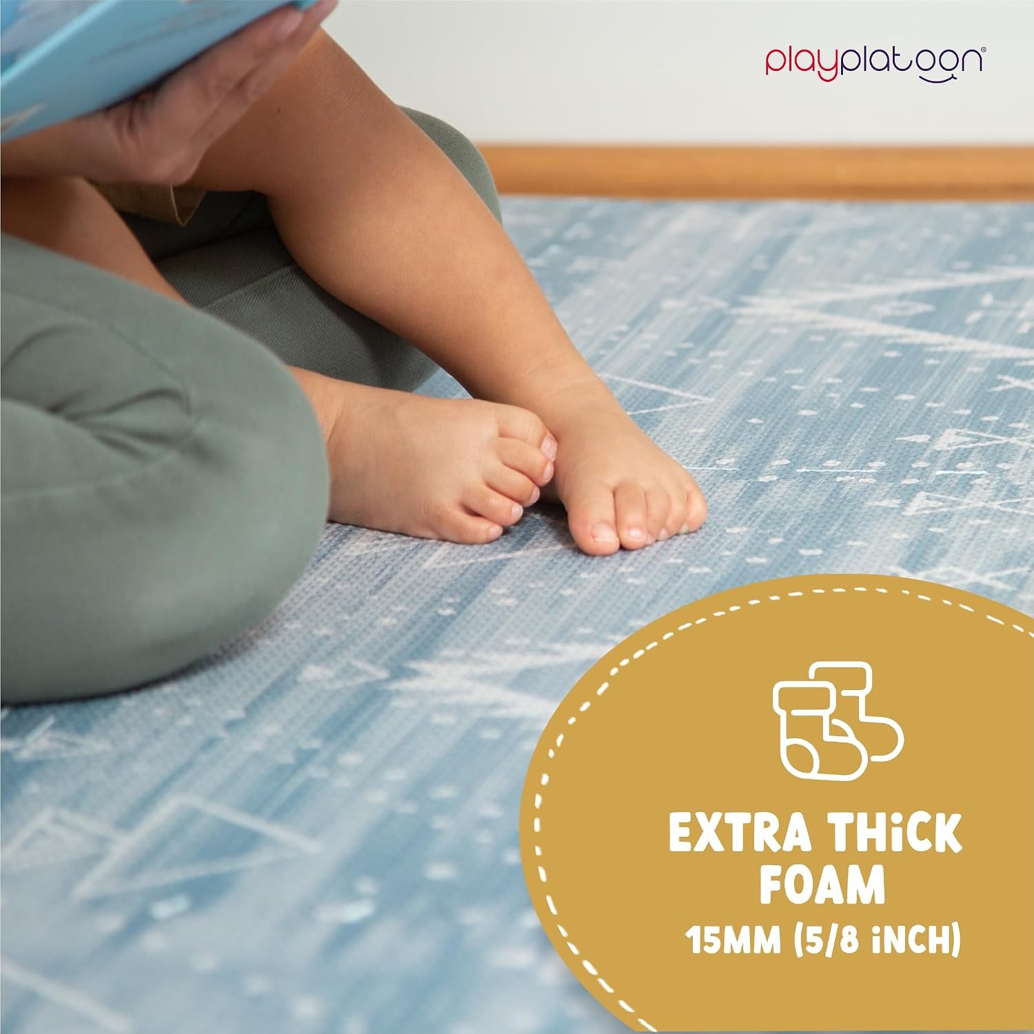Play Platoon Non-Toxic Large Kids Play Mats for Floor, 9 Tile 72 x 72 inch – Extra-Thick Foam Tiles, 24 x 24 inch Puzzle Mat Pieces, Neutral Playmat Rug for Toddler & Childrens Playroom – Acadia Print(Saguaro) - view 4