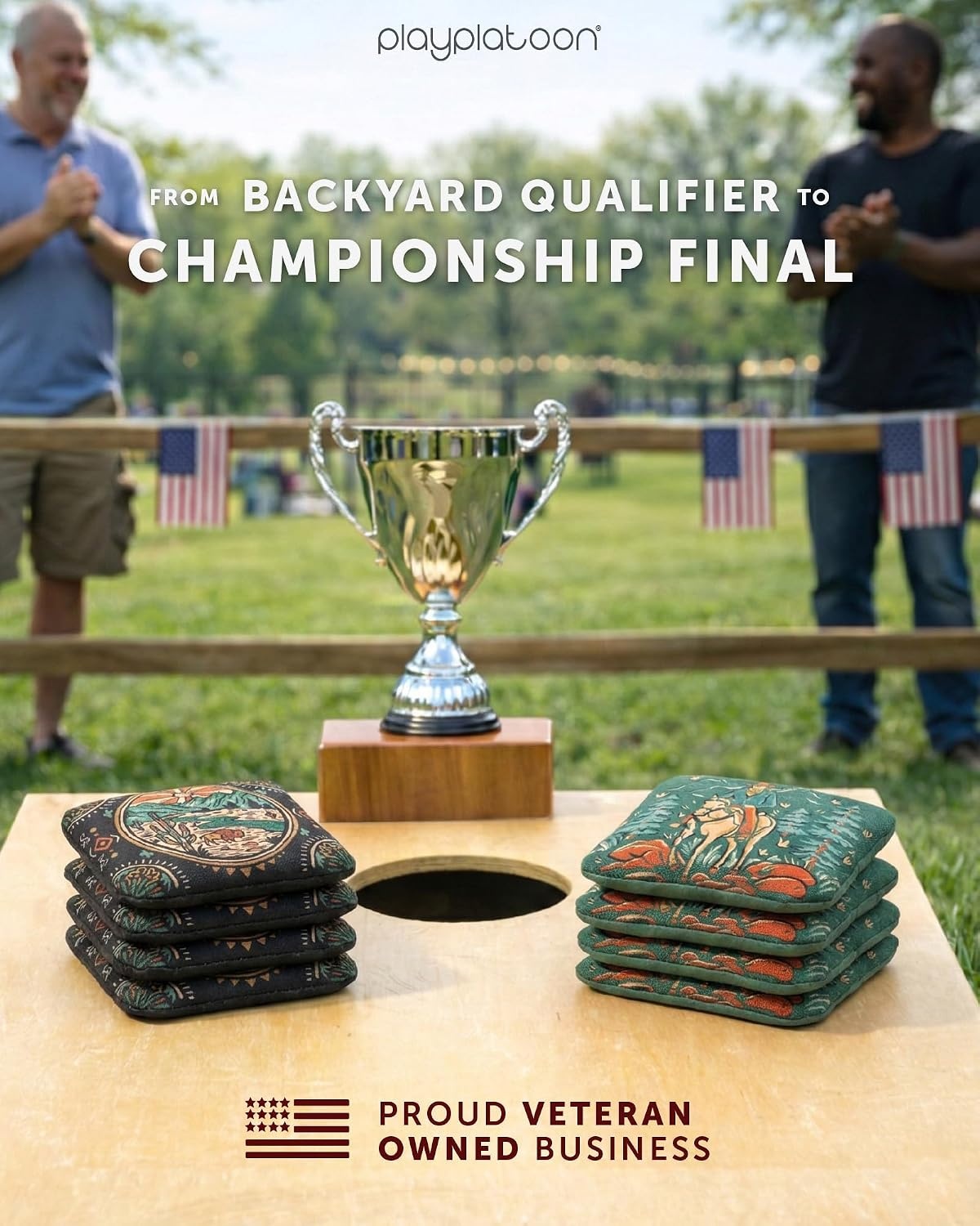 Play Platoon Pro Cornhole Bags Set of 8 – Professional Dual Sided Slick and Sticky Side Competition Corn Hole Bags – Tournament Series(Green / Black Horse & Buffalo) - view 6