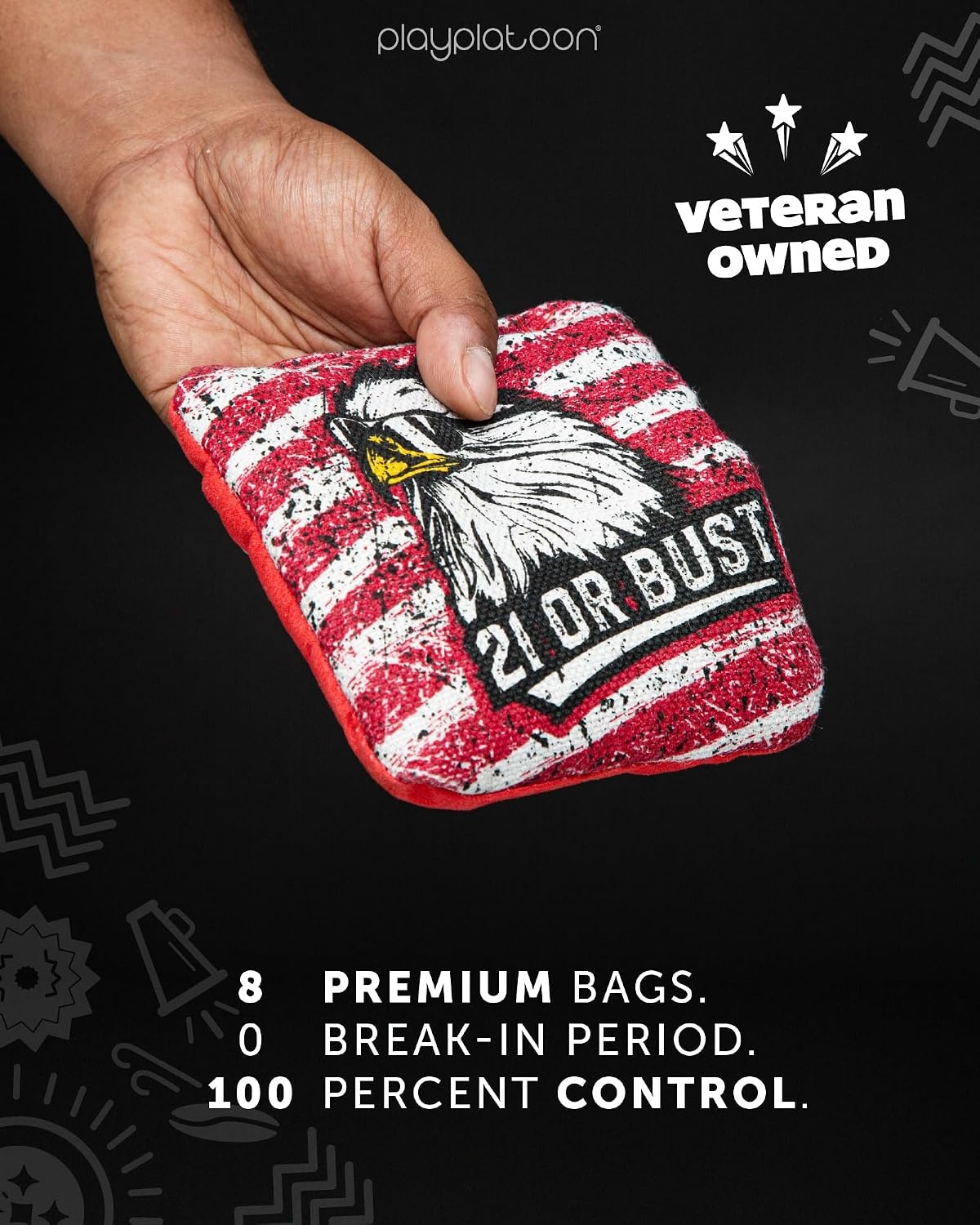 Play Platoon Pro Cornhole Bags Set of 8 – Professional Dual Sided Slick and Sticky Side Competition Corn Hole Bags – Tournament Series(Red / Blue Bald Eagles) - view 4