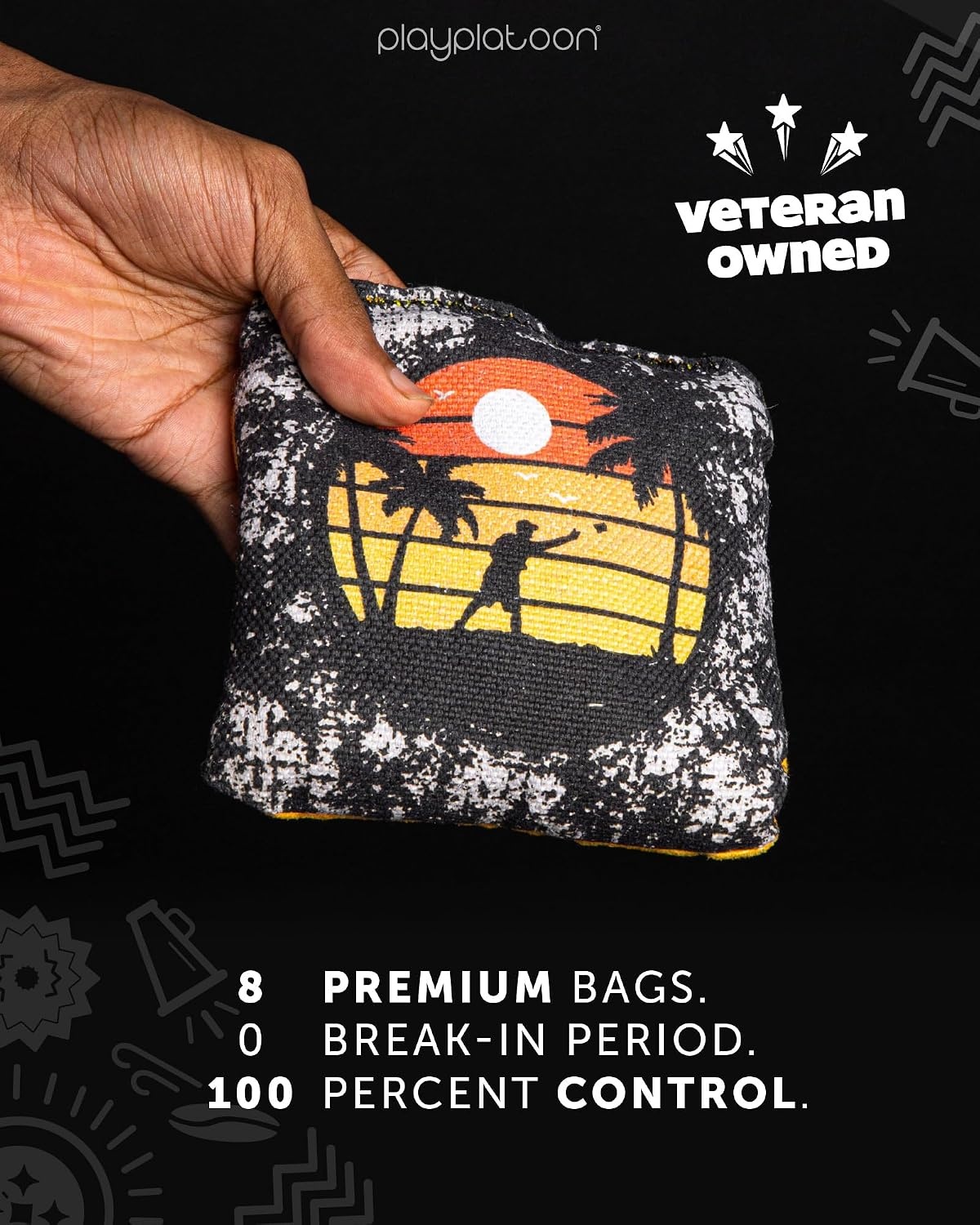 Play Platoon Pro Cornhole Bags Set of 8 – Professional Dual Sided Slick and Sticky Side Competition Corn Hole Bags – Tournament Series(Pink Gray / Orange Gray Sunset) - view 4
