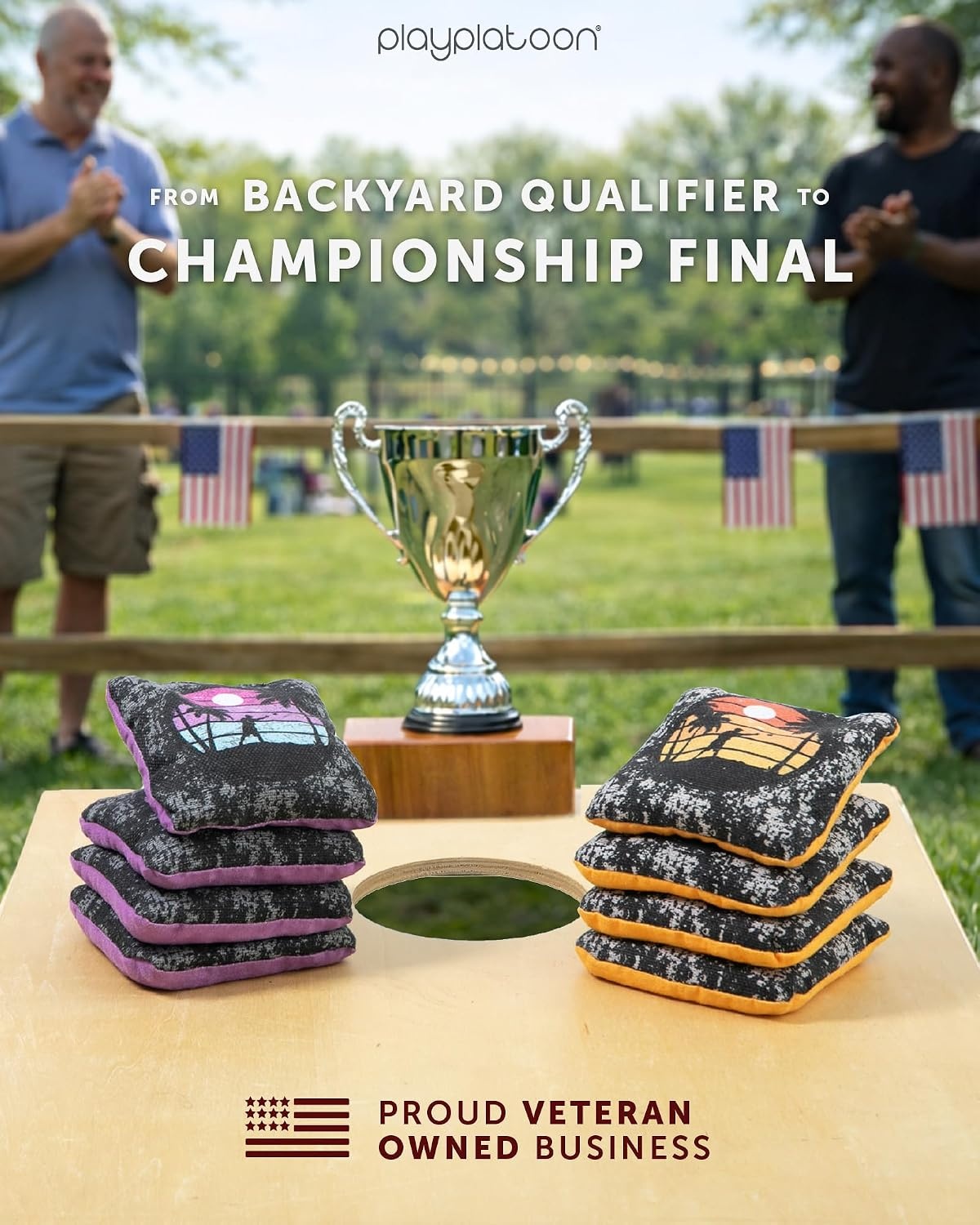 Play Platoon Pro Cornhole Bags Set of 8 – Professional Dual Sided Slick and Sticky Side Competition Corn Hole Bags – Tournament Series(Pink Gray / Orange Gray Sunset) - view 6