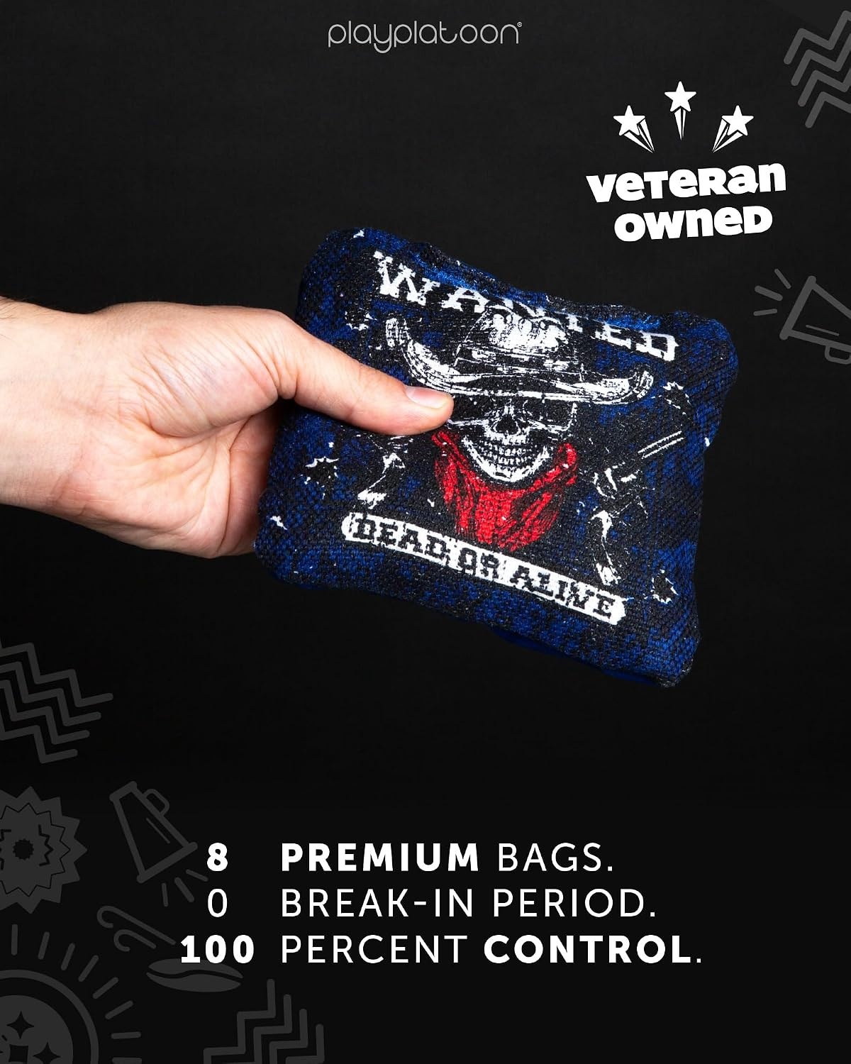 Play Platoon Pro Cornhole Bags Set of 8 – Professional Dual Sided Slick and Sticky Side Competition Corn Hole Bags – Tournament Series(Red/Blue Chief & Outlaw) - view 4