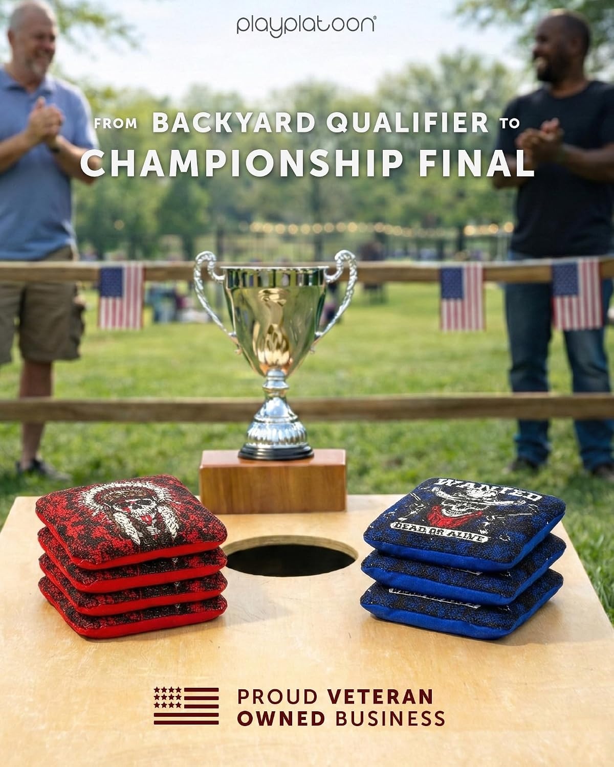 Play Platoon Pro Cornhole Bags Set of 8 – Professional Dual Sided Slick and Sticky Side Competition Corn Hole Bags – Tournament Series(Red/Blue Chief & Outlaw) - view 6