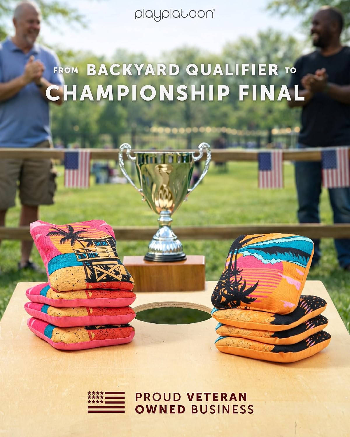 Play Platoon Pro Cornhole Bags Set of 8 – Professional Dual Sided Slick and Sticky Side Competition Corn Hole Bags – Tournament Series(Pink/Orange Oceanside Vibe) - view 6