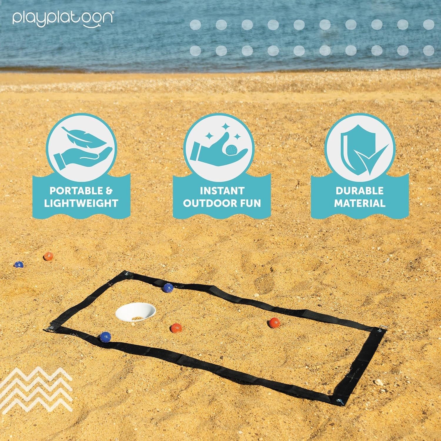 Play Platoon – Beach Cornhole Toss Game – Beach Corn Hole Games for Adults, Family & Kids – Includes Two Board Markers & Accessories for 2-4 Players – Portable & Lightweight, Perfect for Activities - view 2