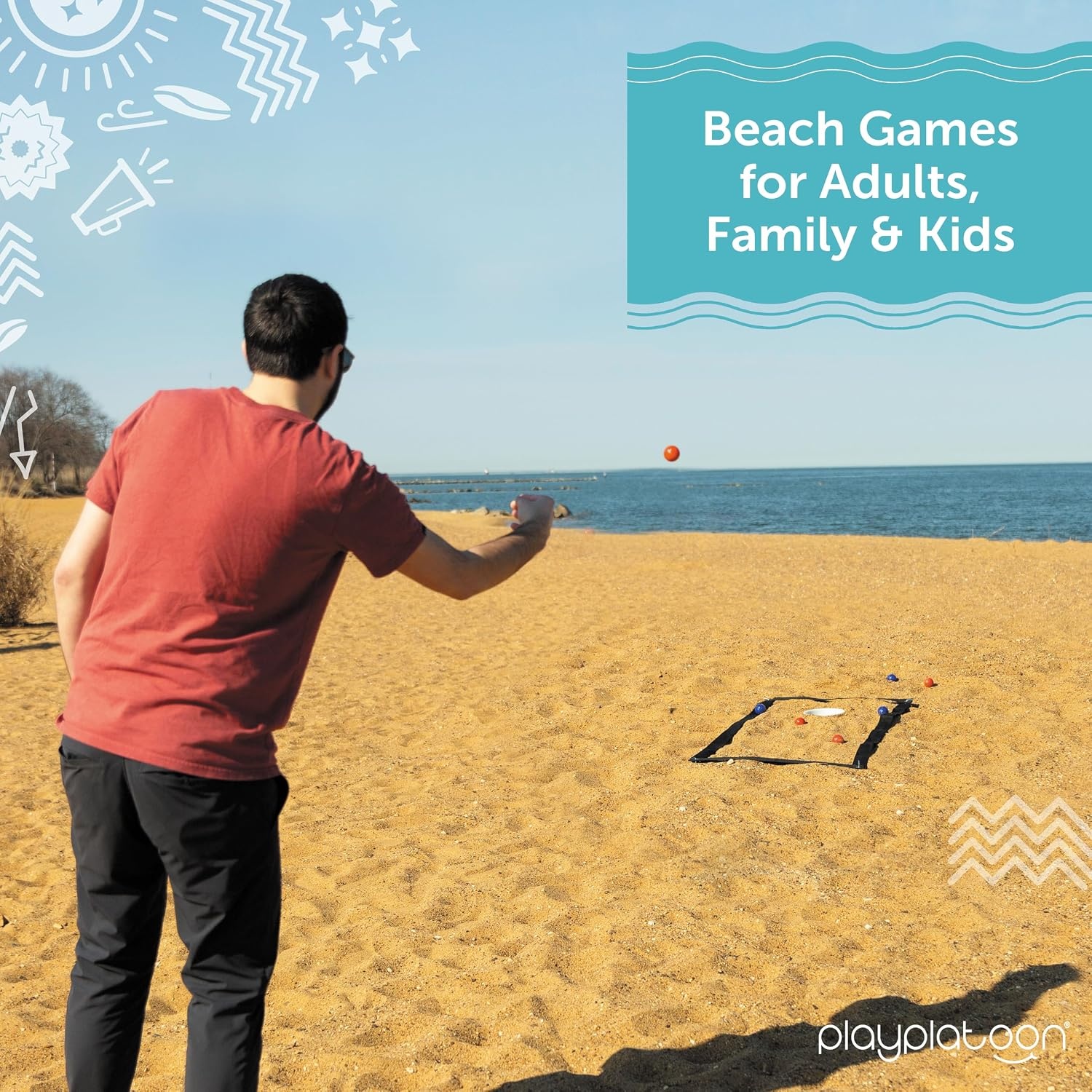 Play Platoon – Beach Cornhole Toss Game – Beach Corn Hole Games for Adults, Family & Kids – Includes Two Board Markers & Accessories for 2-4 Players – Portable & Lightweight, Perfect for Activities - view 3