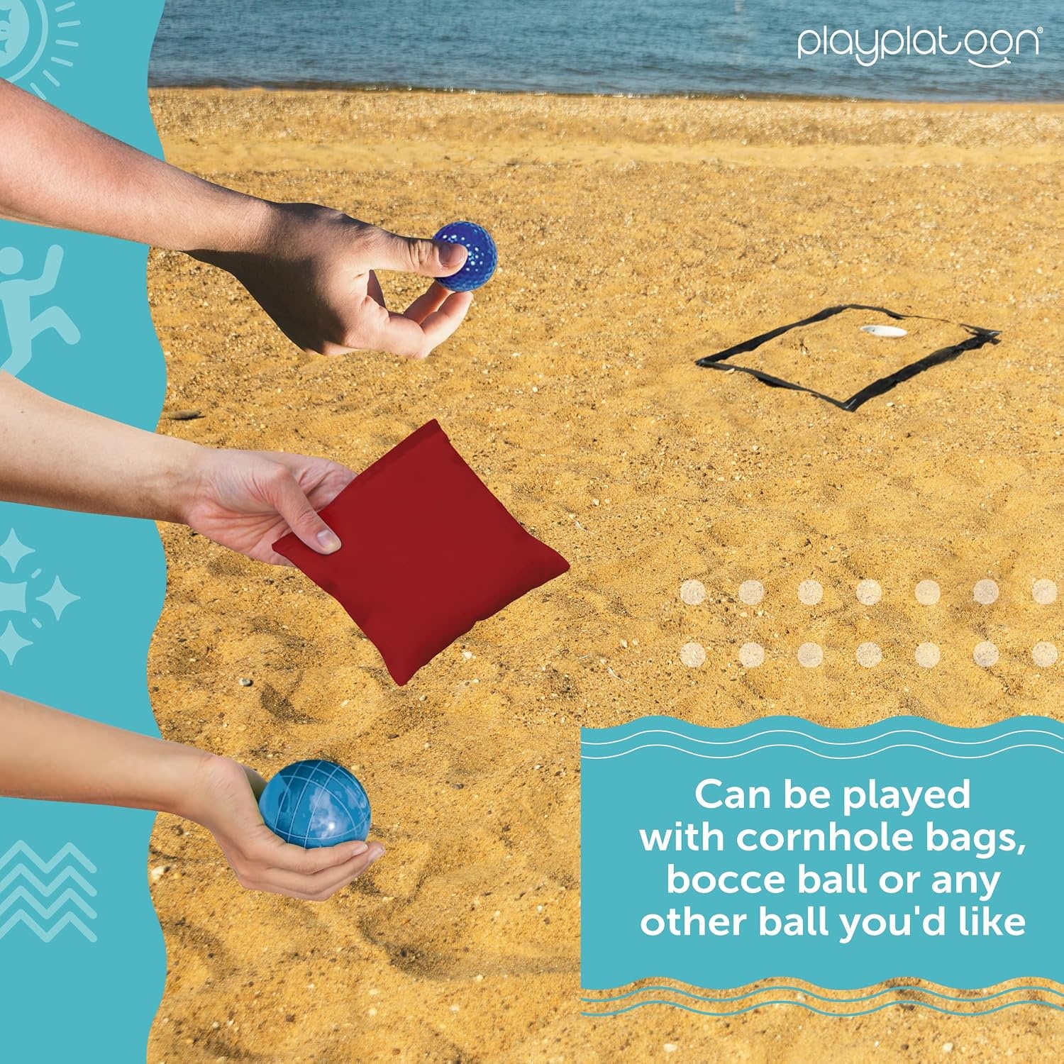 Play Platoon – Beach Cornhole Toss Game – Beach Corn Hole Games for Adults, Family & Kids – Includes Two Board Markers & Accessories for 2-4 Players – Portable & Lightweight, Perfect for Activities - view 5