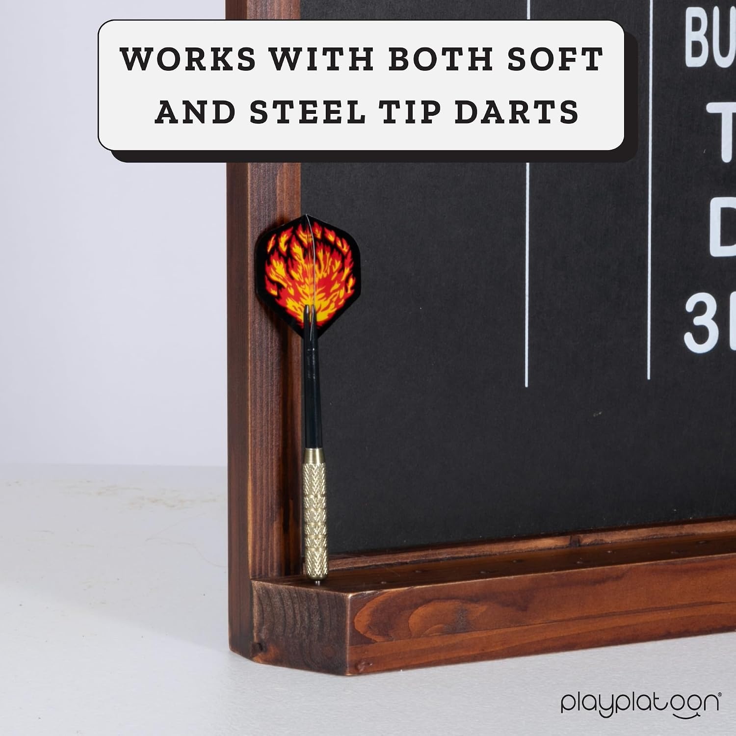 Play Platoon Dart Scoreboard & Darts Holder Wall Mount – Wood Score Board, Professional Darts Accessories, Dart Holder(22 x 16 inch) - view 3