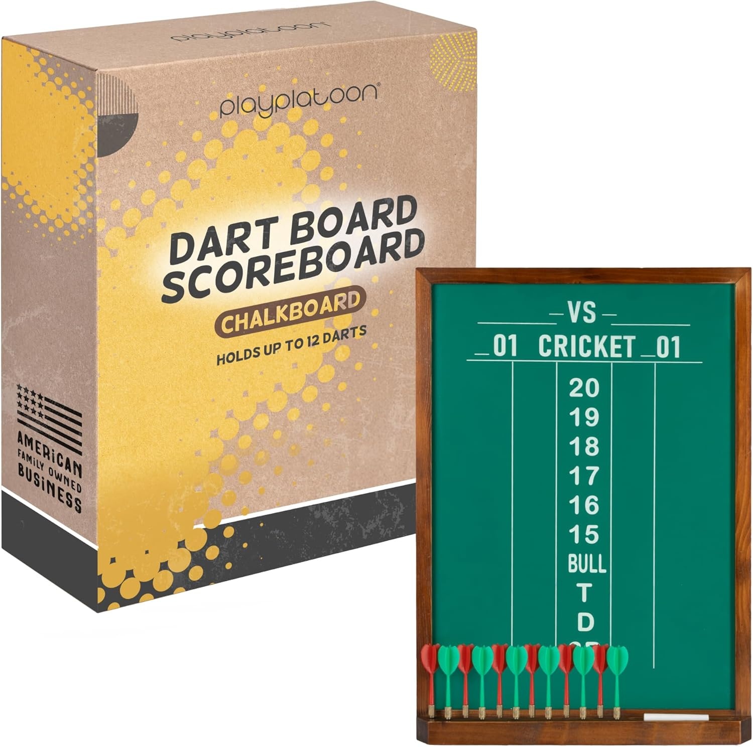 Play Platoon Dart Scoreboard & Darts Holder Wall Mount – Wood Score Board, Professional Darts Accessories, Dart Holder(22 x 16 inch) - view 6