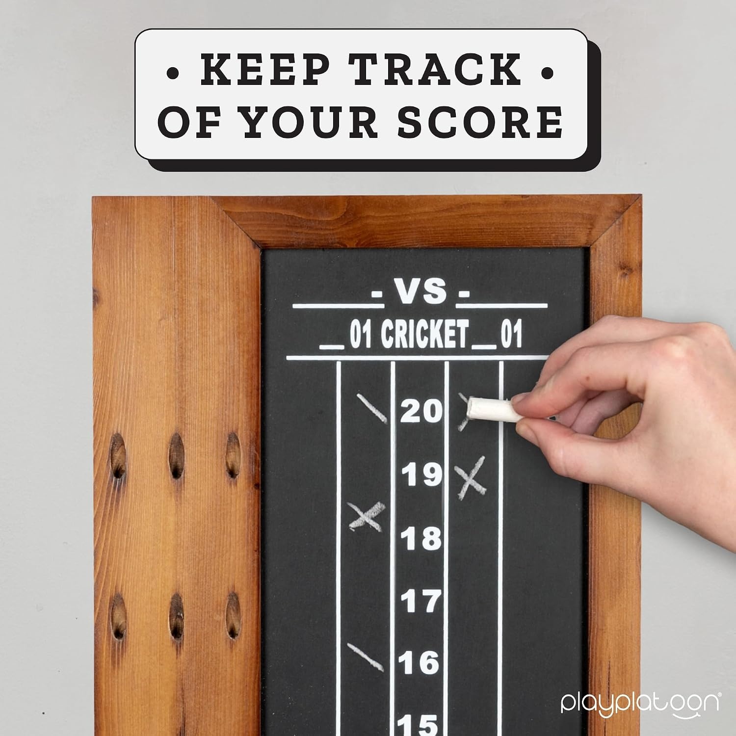 Play Platoon Dart Scoreboard & Darts Holder Wall Mount – Wood Score Board, Professional Darts Accessories, Dart Holder(20 x 12 inch) - view 3