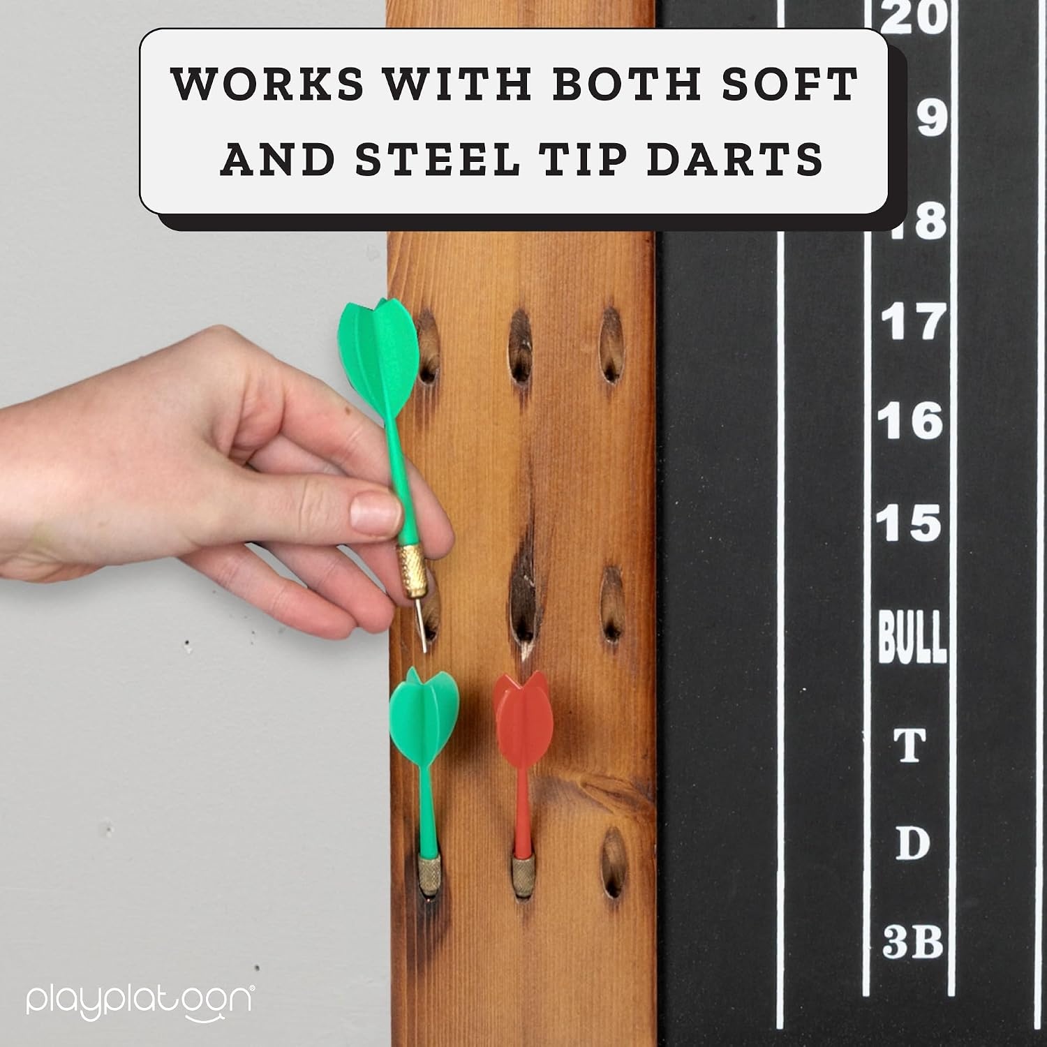 Play Platoon Dart Scoreboard & Darts Holder Wall Mount – Wood Score Board, Professional Darts Accessories, Dart Holder(20 x 12 inch) - view 7