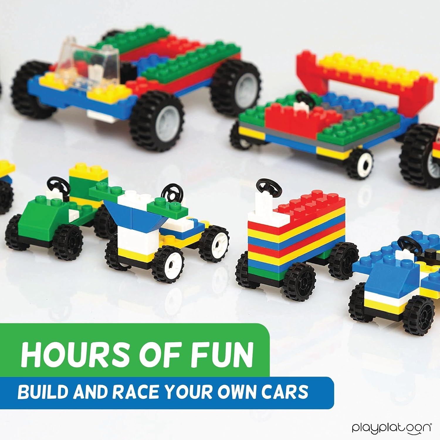 Play Platoon 404 Piece Jungle Building Bricks Kit- Botanical Forest Building Block Compatible with Major Brand Accessories Set with Plants, Trees, Bushes, Trees, Flowers. Forest Scenery(Wheels  Tires & Axels – 400 Pieces) - view 5