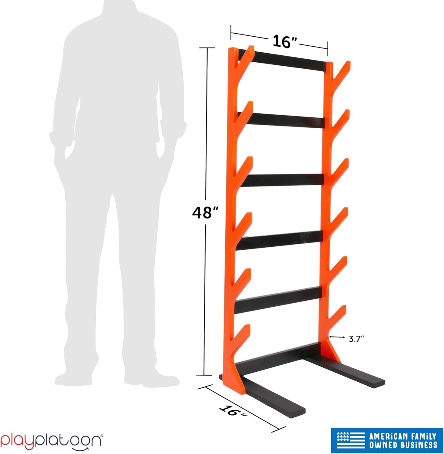 Play Platoon Storage Rack for Nerf Gun Storage & Nerf Accessories, Sturdy Wood Construction, Dart Holder & 6 Toy Gun Holder for Wall with Pegboard Wall Organizer – Includes 20 Pegs(Standing)