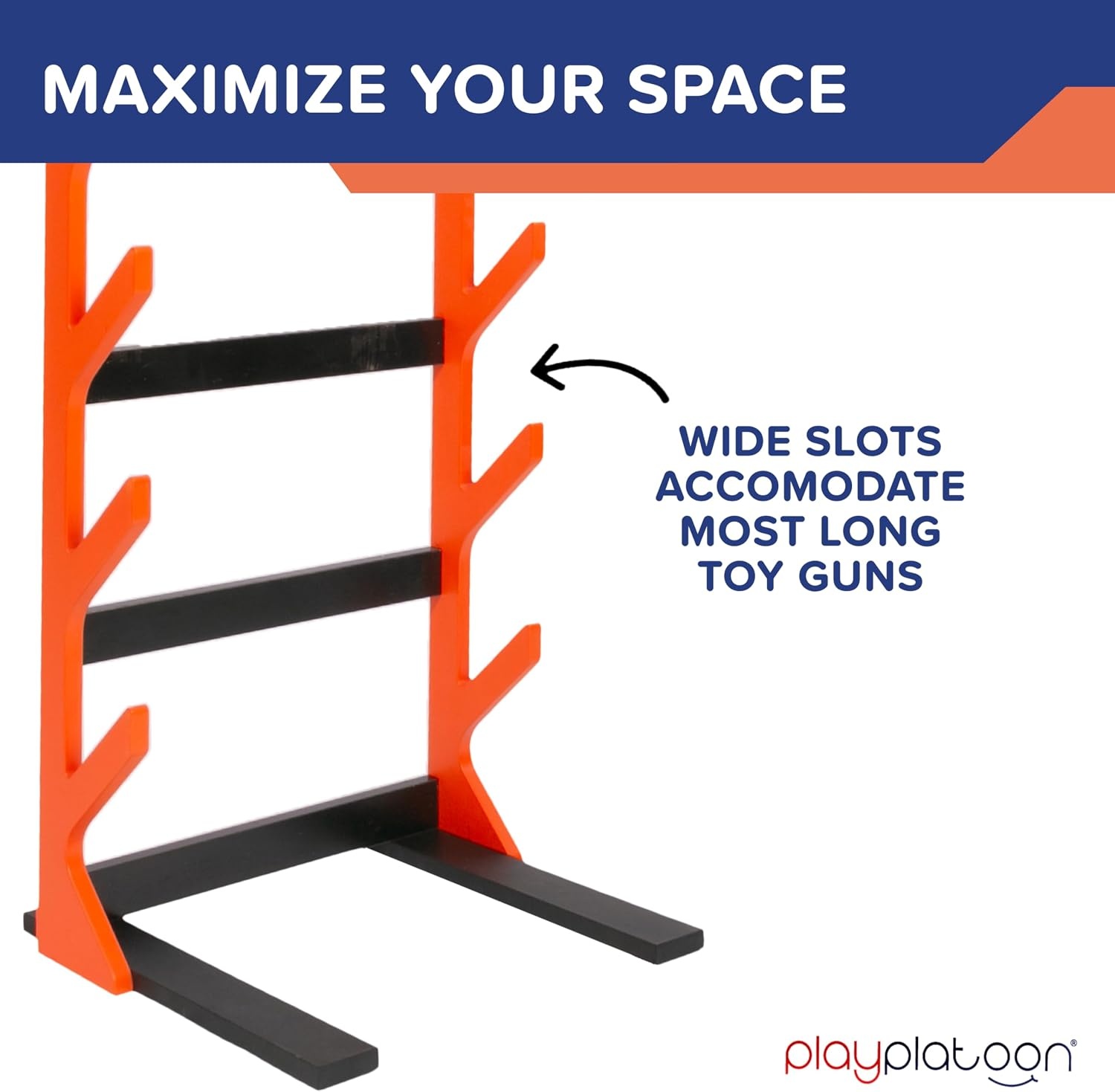 Play Platoon Storage Rack for Nerf Gun Storage & Nerf Accessories, Sturdy Wood Construction, Dart Holder & 6 Toy Gun Holder for Wall with Pegboard Wall Organizer – Includes 20 Pegs(Standing) - view 7