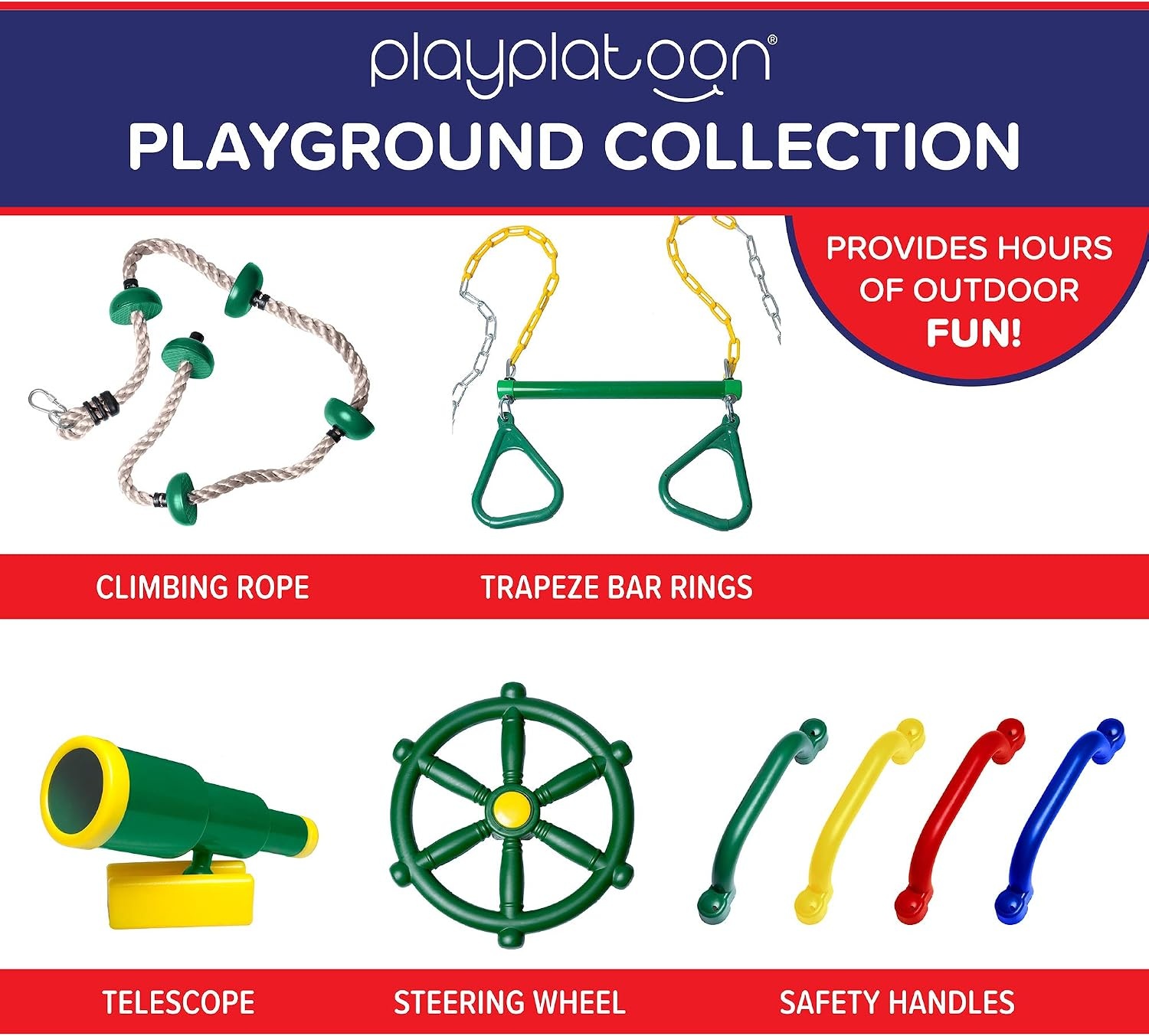 Play Platoon Playground Safety Handles, 2 Pack – Blue Grab Handle Bars for Outdoor Jungle Gym or Swing Set(Blue) - view 4