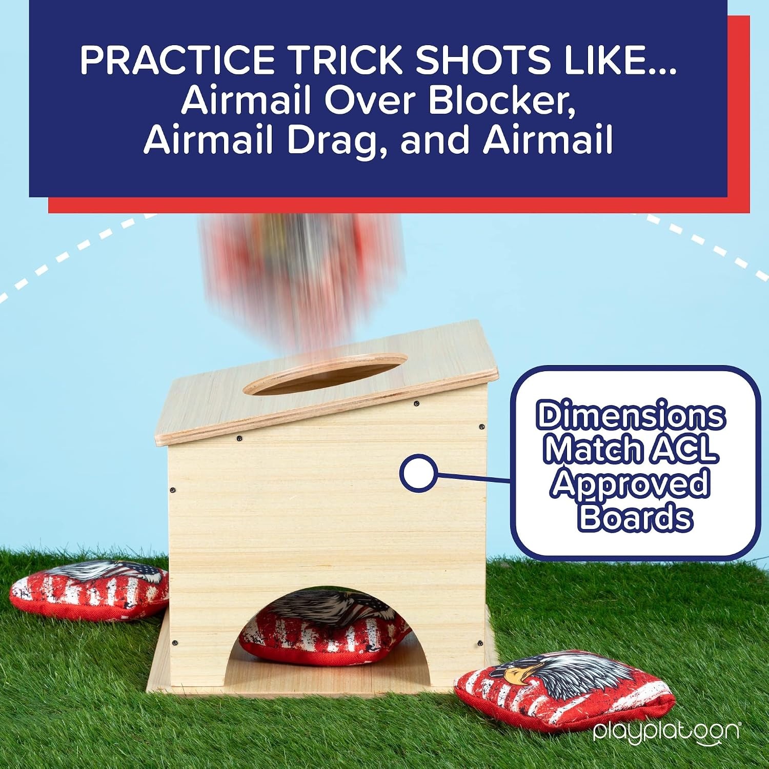 Play Platoon Cornhole Airmail Box – Set of 2 – Perfect for Practice – Competitive Cornhole Player Bag Toss Training, Prepare for Professional Games – Board only, Bags not Included(2 Pack – Competition) - view 3