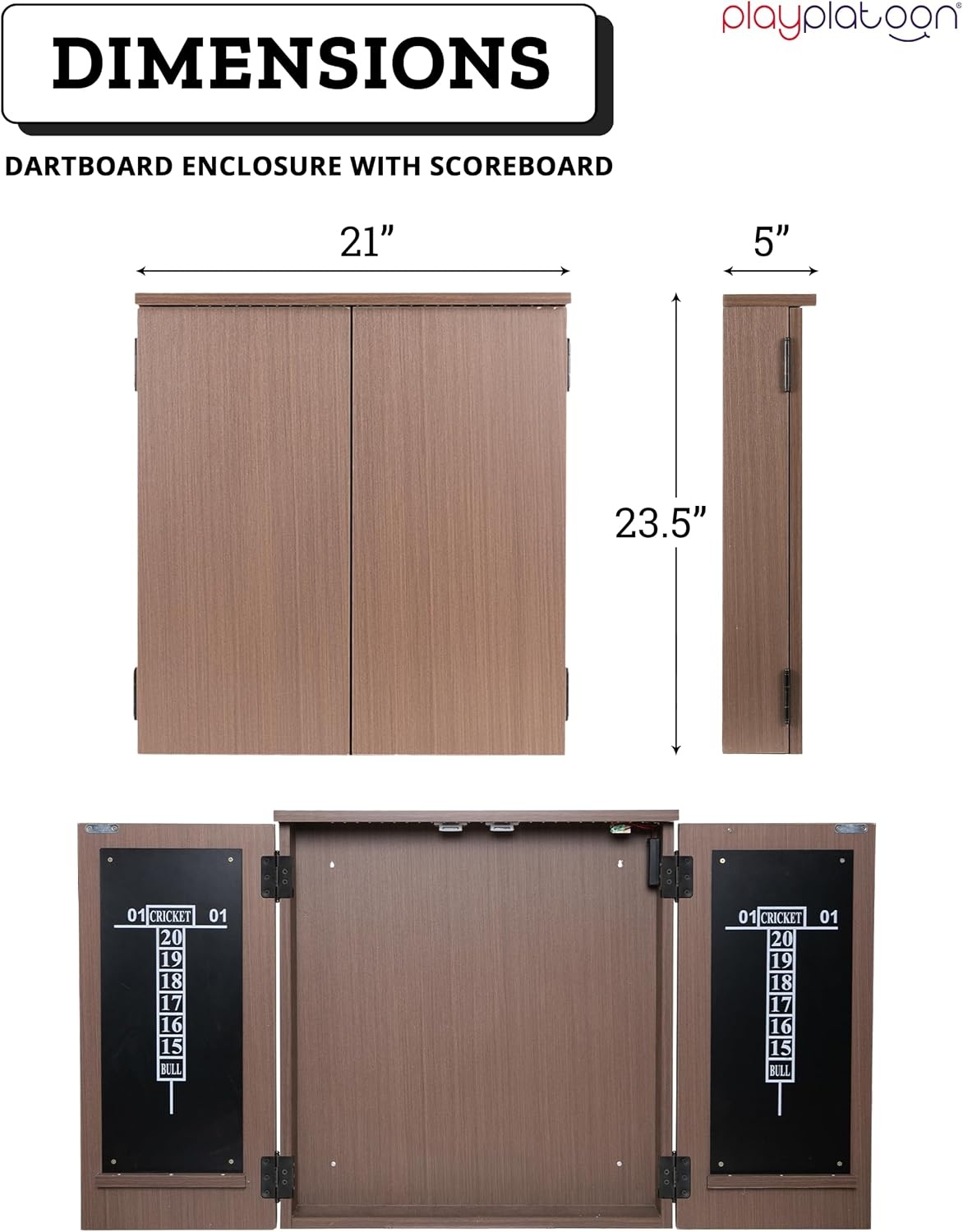 Play Platoon Outdoor Dart Board Cabinet – Dartboard Waterproof Enclosure with Darts Scoreboard, Dart Holder & Dartboards Lighting System for Outside Bar Games & Game Room(Cabinet Only)