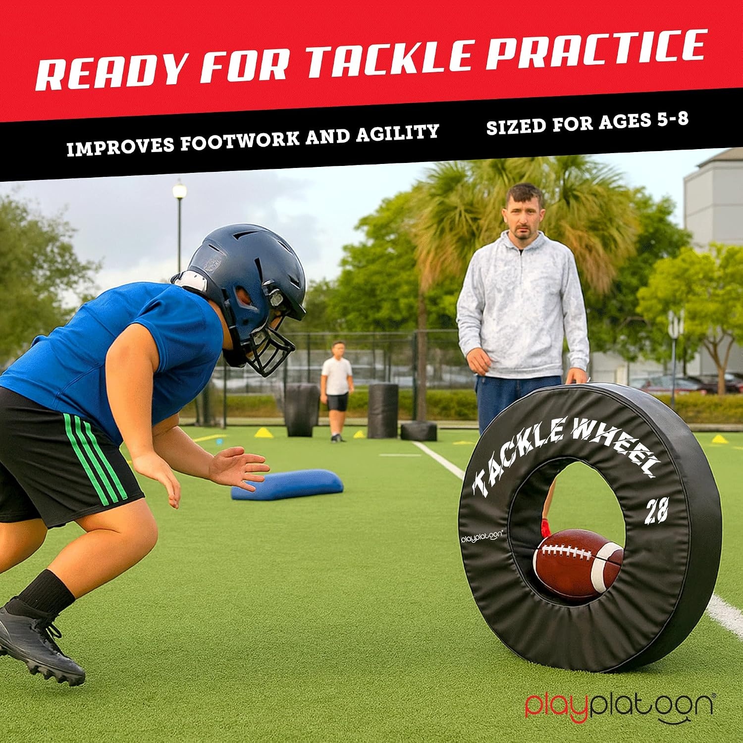 Play Platoon Football Tackle Dummy – Tackling Wheel Dummies for Youth Football Training – Tackle Wheel for Blocking, Hitting Drills and Practice(28 Inch) - view 4