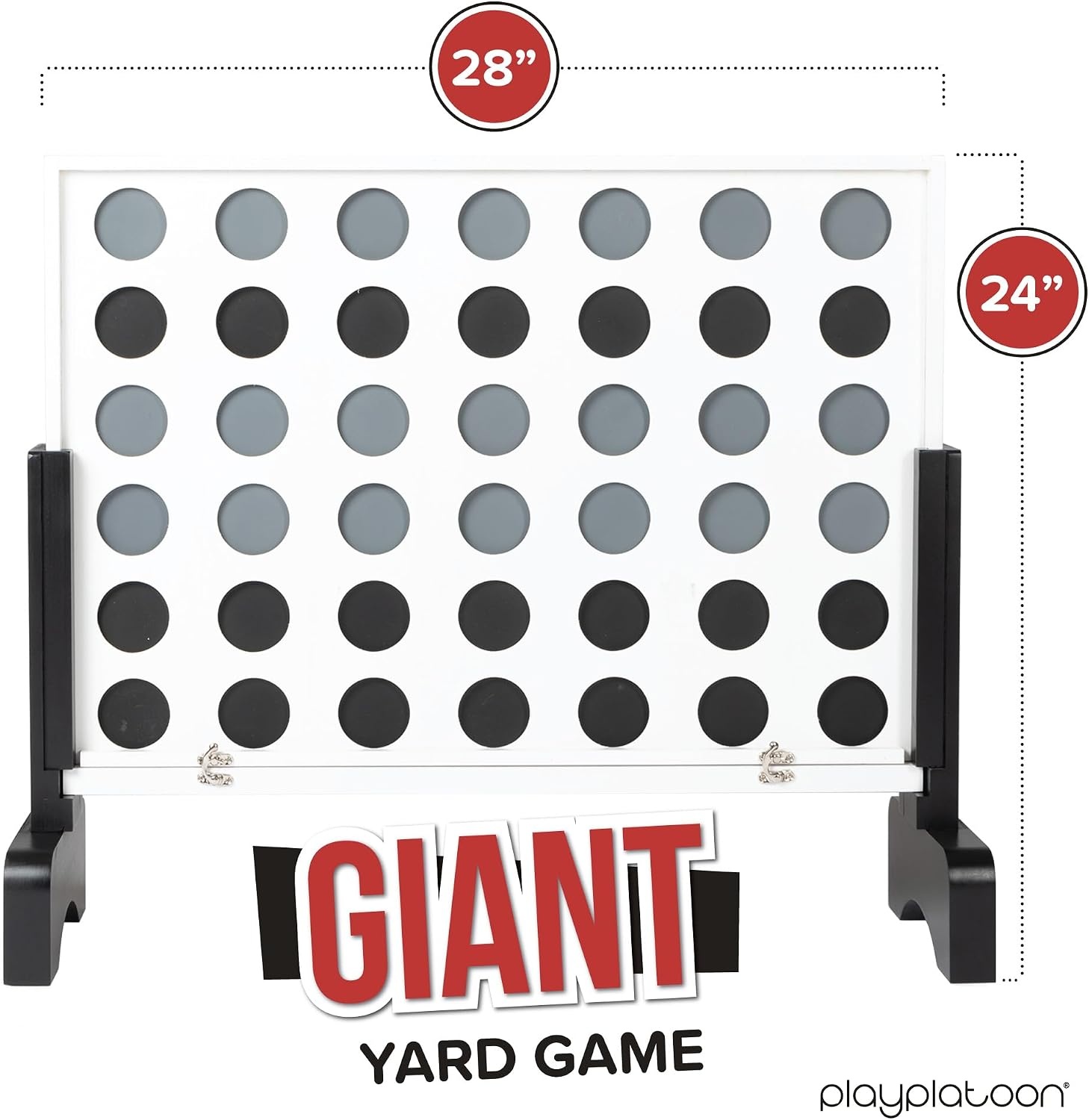 Play Platoon Wooden Giant 4 in a Row Game Outdoor – 4 in a Row Board Game Outdoor with Coins, Case and Rules(Black & White)