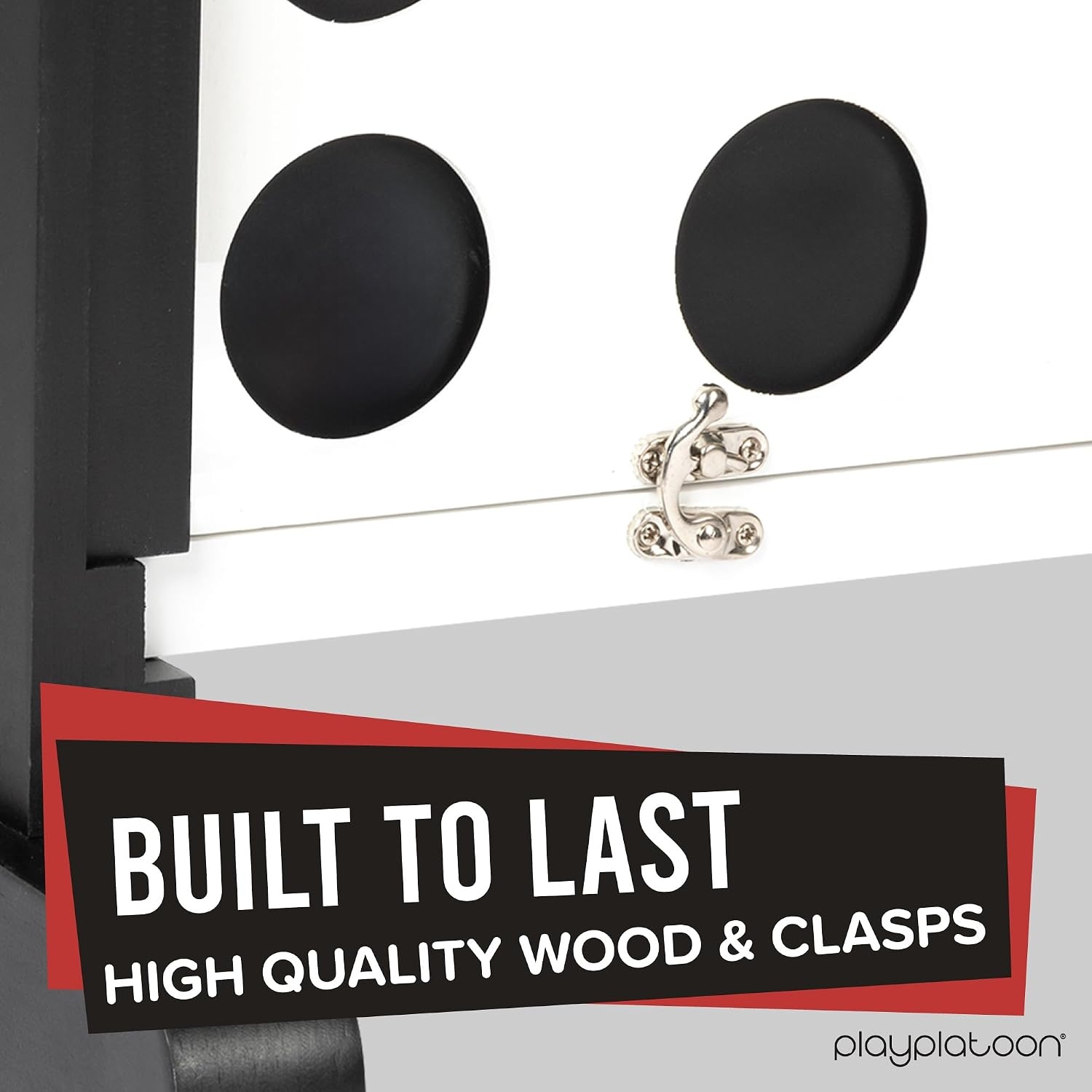 Play Platoon Wooden Giant 4 in a Row Game Outdoor – 4 in a Row Board Game Outdoor with Coins, Case and Rules(Black & White) - view 3