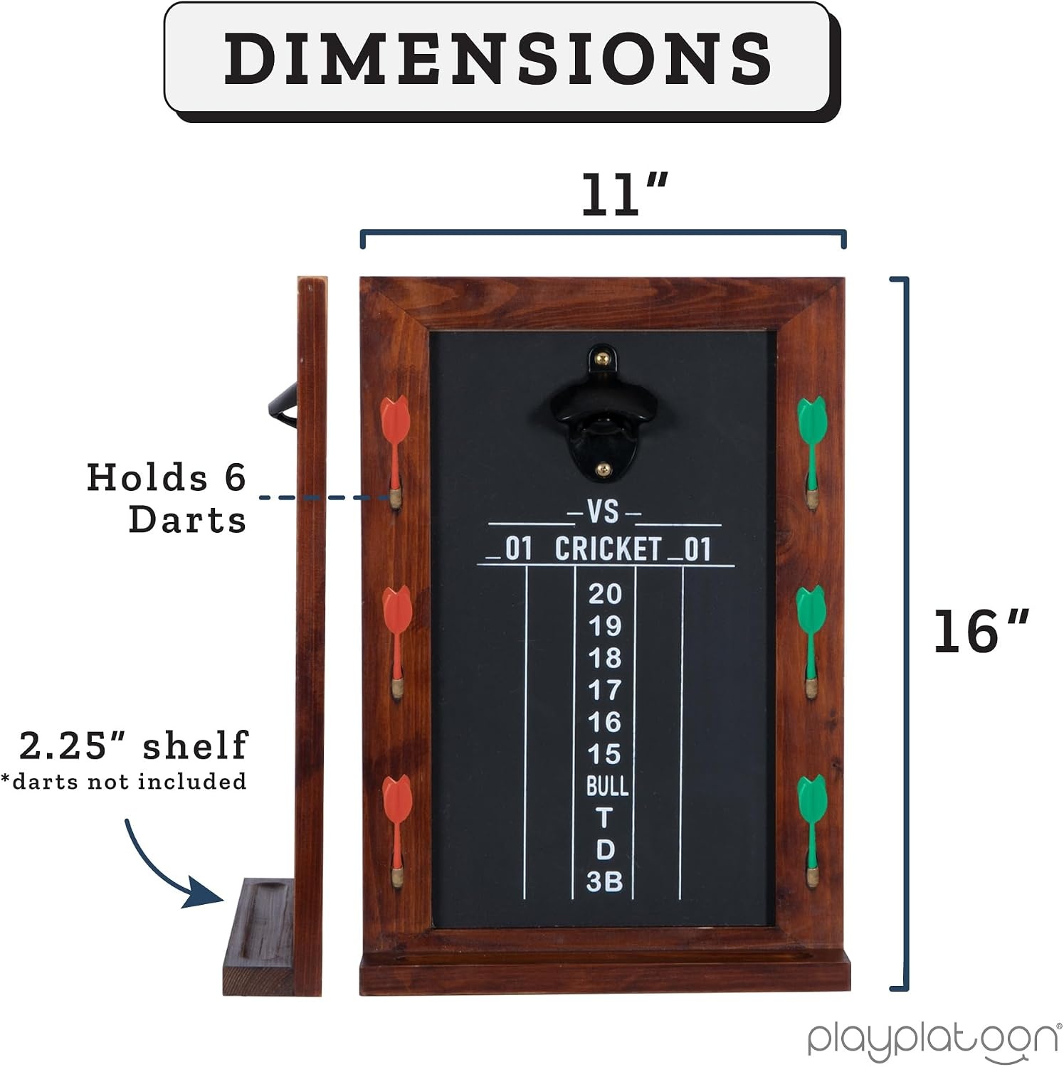 Play Platoon Dart Scoreboard & Darts Holder Wall Mount – Wood Score Board, Professional Darts Accessories, Dart Holder(16 x 11 inch)