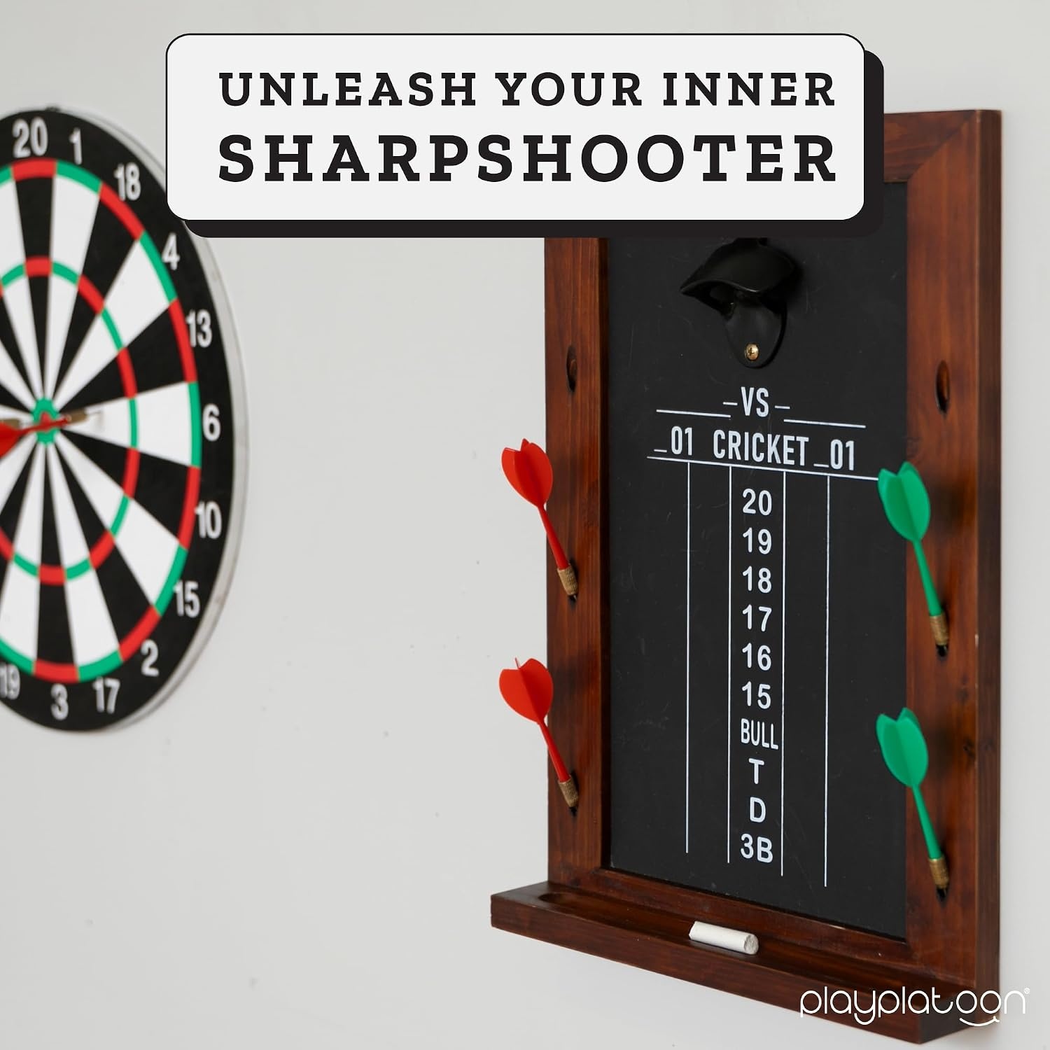 Play Platoon Dart Scoreboard & Darts Holder Wall Mount – Wood Score Board, Professional Darts Accessories, Dart Holder(16 x 11 inch) - view 2
