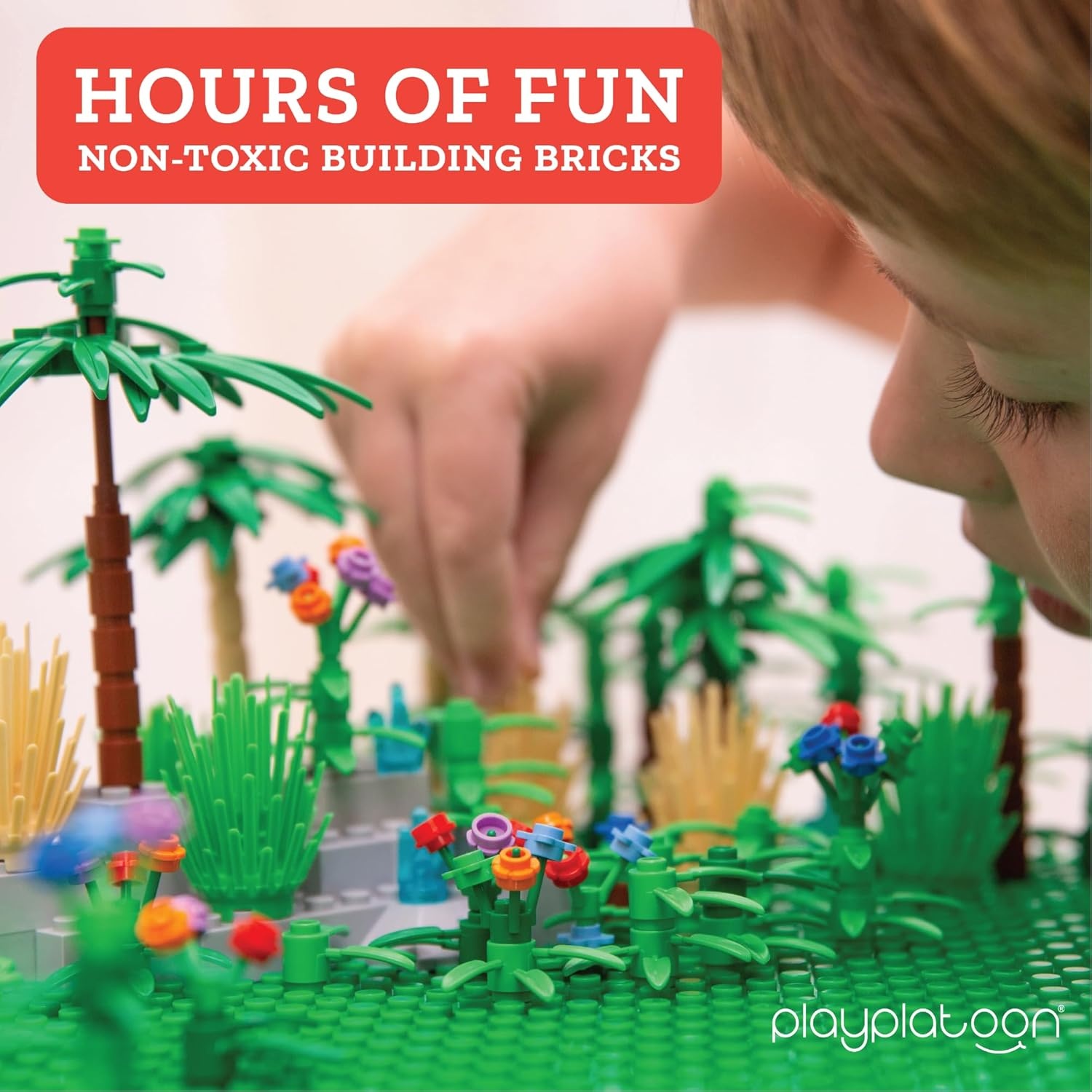Play Platoon 404 Piece Jungle Building Bricks Kit- Botanical Forest Building Block Compatible with Major Brand Accessories Set with Plants, Trees, Bushes, Trees, Flowers. Forest Scenery(Trees  Plants & Flowers – 404 Pieces) - view 3