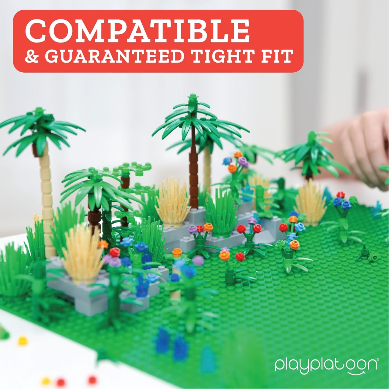 Play Platoon 404 Piece Jungle Building Bricks Kit- Botanical Forest Building Block Compatible with Major Brand Accessories Set with Plants, Trees, Bushes, Trees, Flowers. Forest Scenery(Trees  Plants & Flowers – 404 Pieces) - view 4