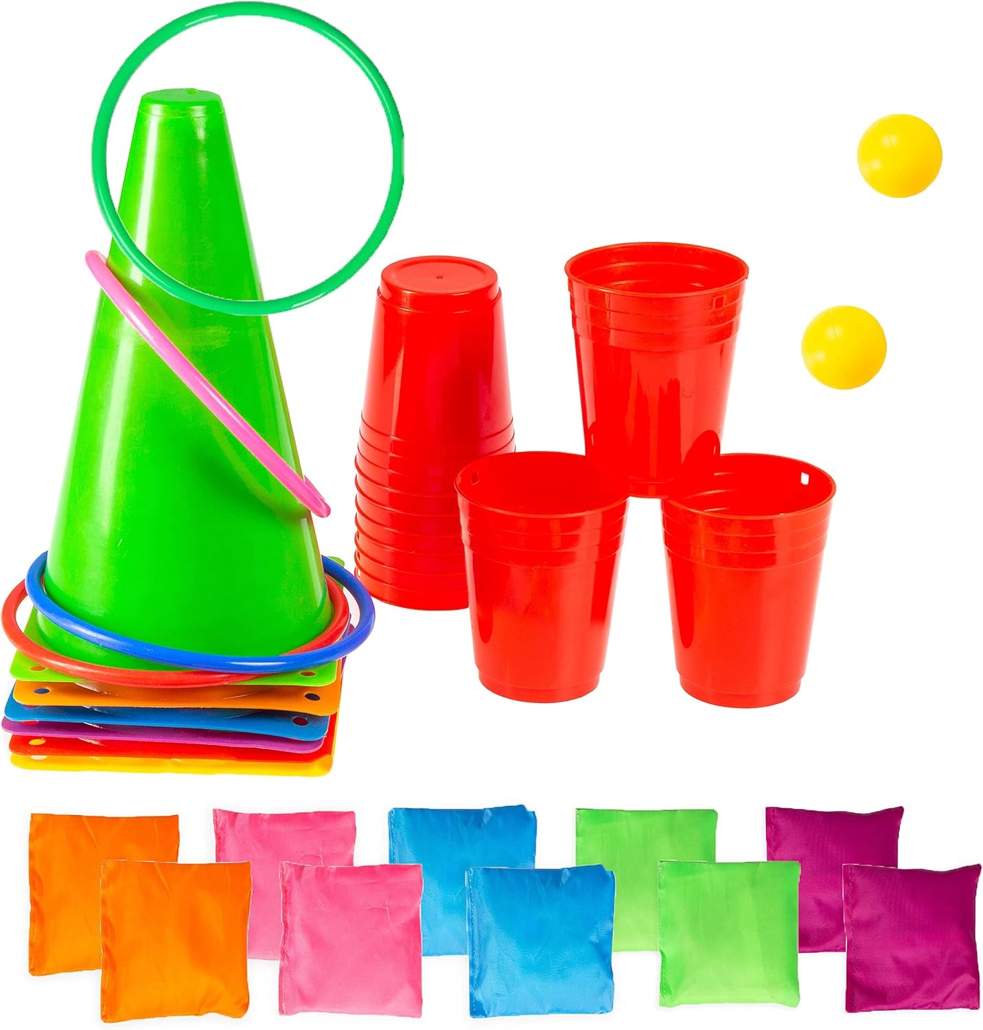 Play Platoon 38 Piece Carnival Games for Kids – Indoor Obstacle Backyard Course, Bean Bag Toss, Ring Toss, Cones, Cups, Games for Kids, Family Party Outdoor Inside - view 5