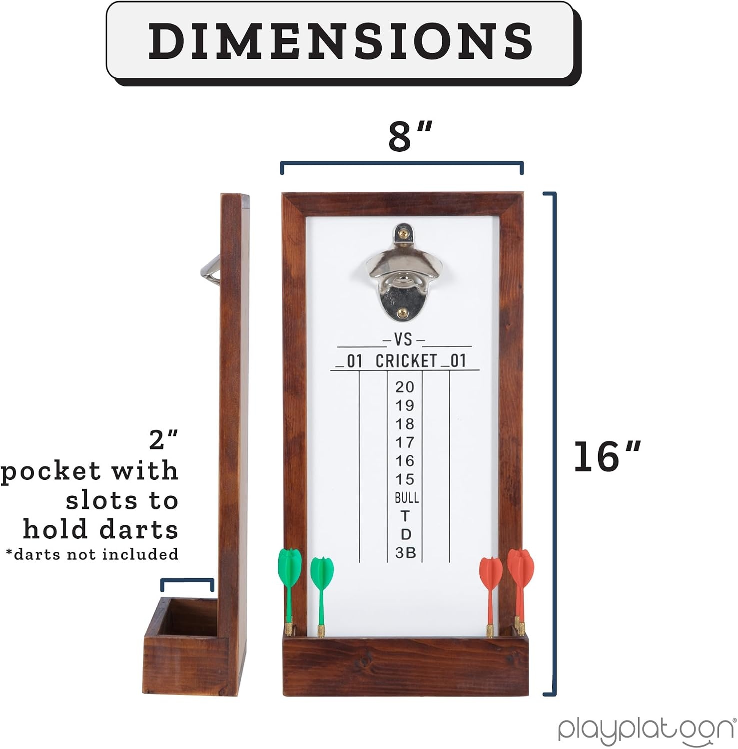 Play Platoon Dart Scoreboard & Darts Holder Wall Mount – Wood Score Board, Professional Darts Accessories, Dart Holder(8 x 16 inch)