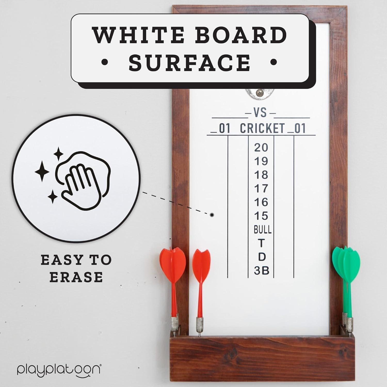 Play Platoon Dart Scoreboard & Darts Holder Wall Mount – Wood Score Board, Professional Darts Accessories, Dart Holder(8 x 16 inch) - view 3