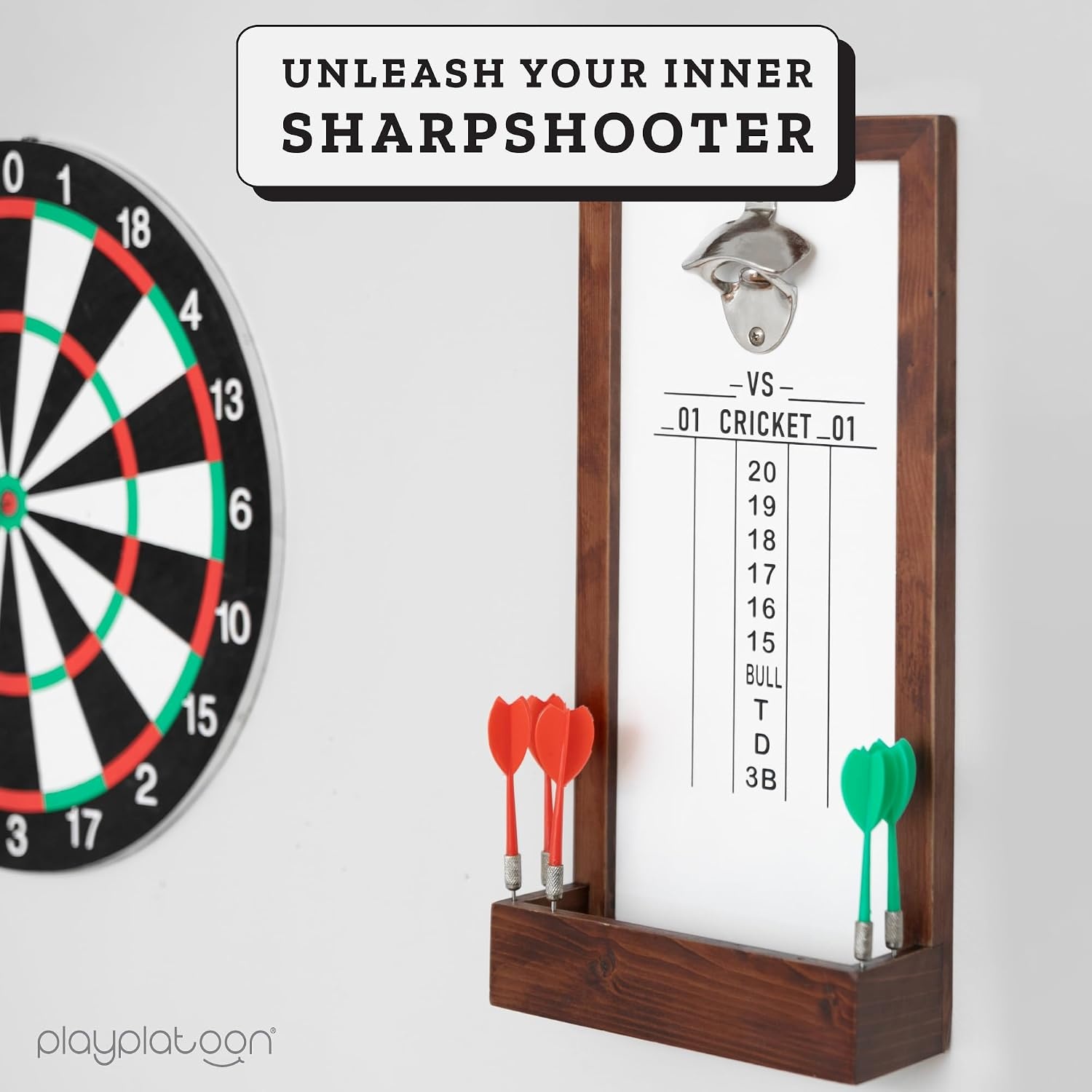 Play Platoon Dart Scoreboard & Darts Holder Wall Mount – Wood Score Board, Professional Darts Accessories, Dart Holder(8 x 16 inch) - view 6