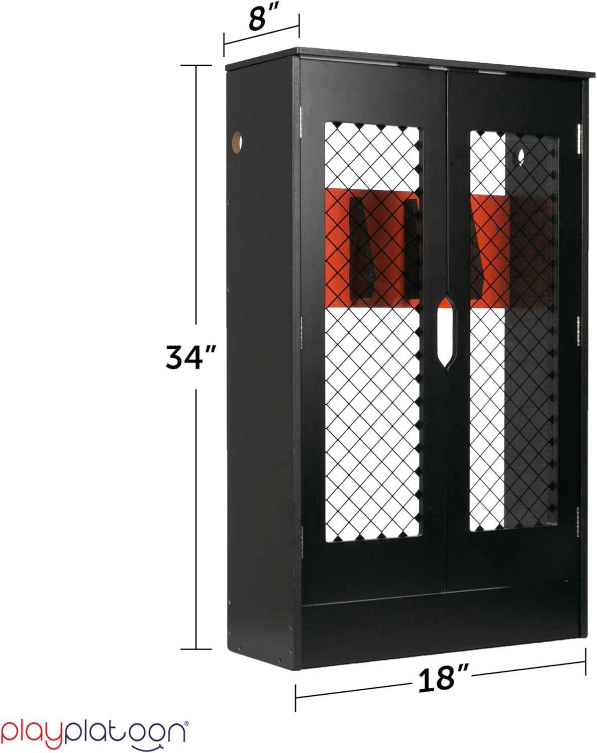 Play Platoon Storage Rack for Nerf Gun Storage & Nerf Accessories, Sturdy Wood Construction, Dart Holder & 6 Toy Gun Holder for Wall with Pegboard Wall Organizer – Includes 20 Pegs(Locker)
