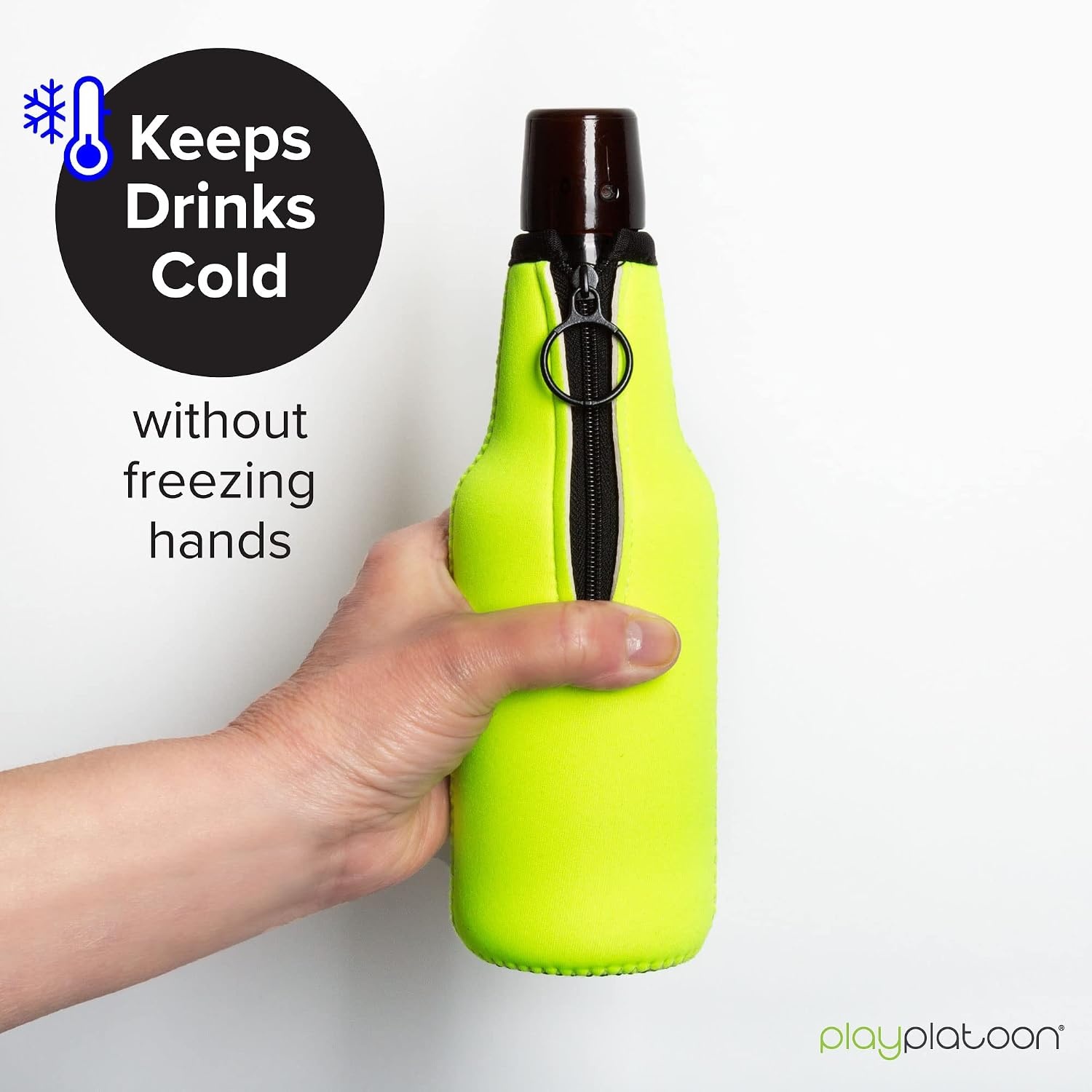 Play Platoon Beer Bottle Cooler Sleeves for Party – Collapsible Neoprene Insulators – Insulated Beer Bottle Sleeve with Zipper – Cozy Holder Fits Regular 12 oz Size – 6 Pack - view 4