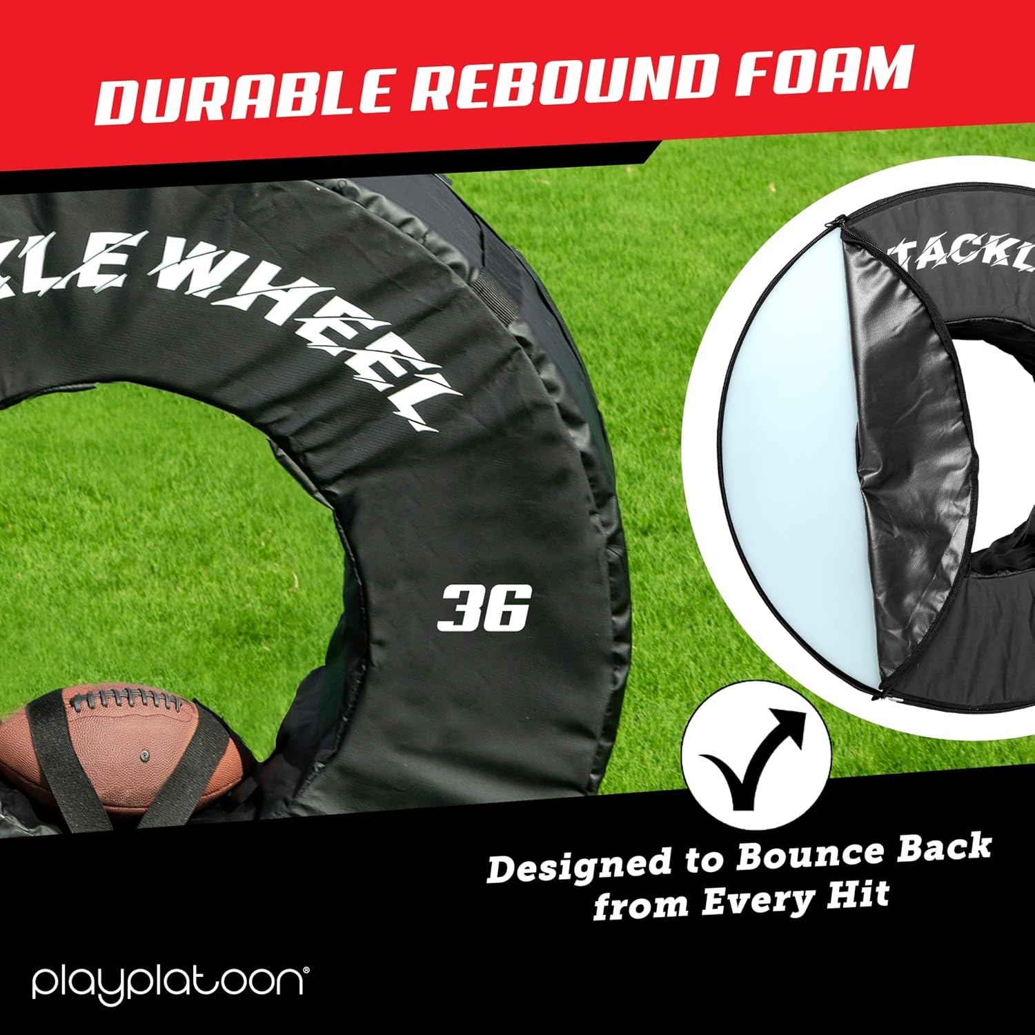 Play Platoon Football Tackle Dummy – Tackling Wheel Dummies for Youth Football Training – Tackle Wheel for Blocking, Hitting Drills and Practice(36 Inch) - view 3