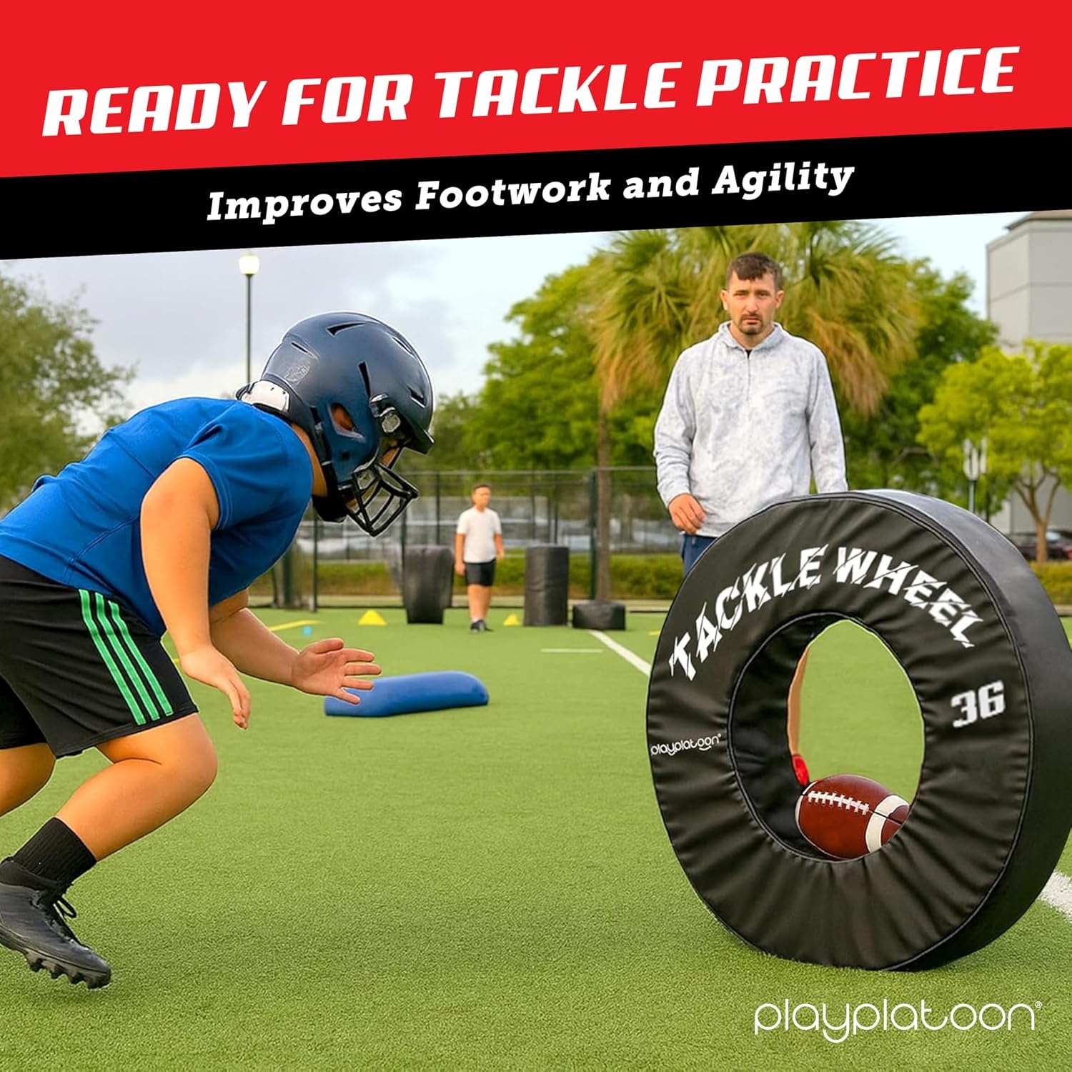 Play Platoon Football Tackle Dummy – Tackling Wheel Dummies for Youth Football Training – Tackle Wheel for Blocking, Hitting Drills and Practice(36 Inch) - view 4